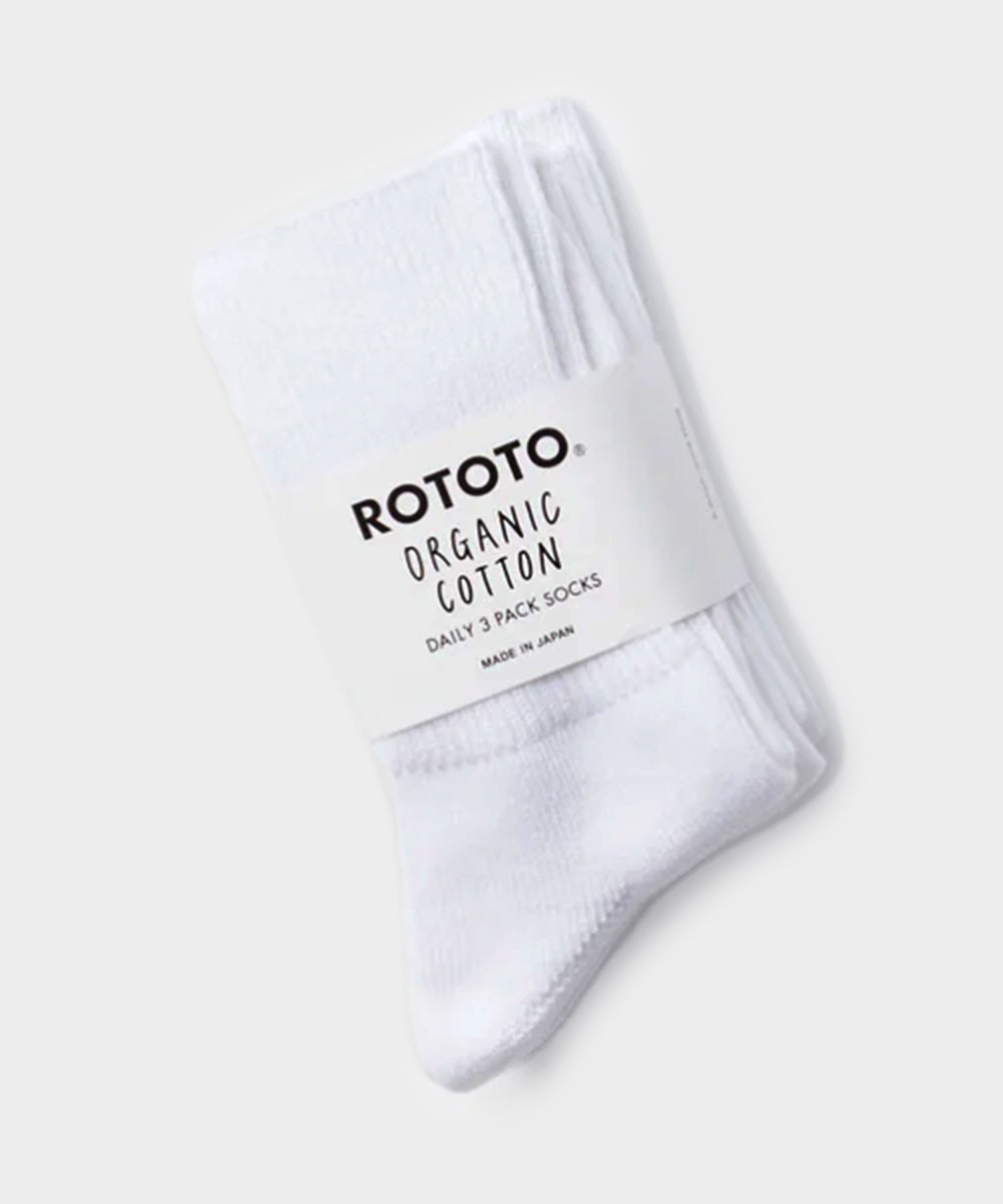 RoToTo Organic Daily 3 Pack Ribbed Crew Socks in White - Image 2