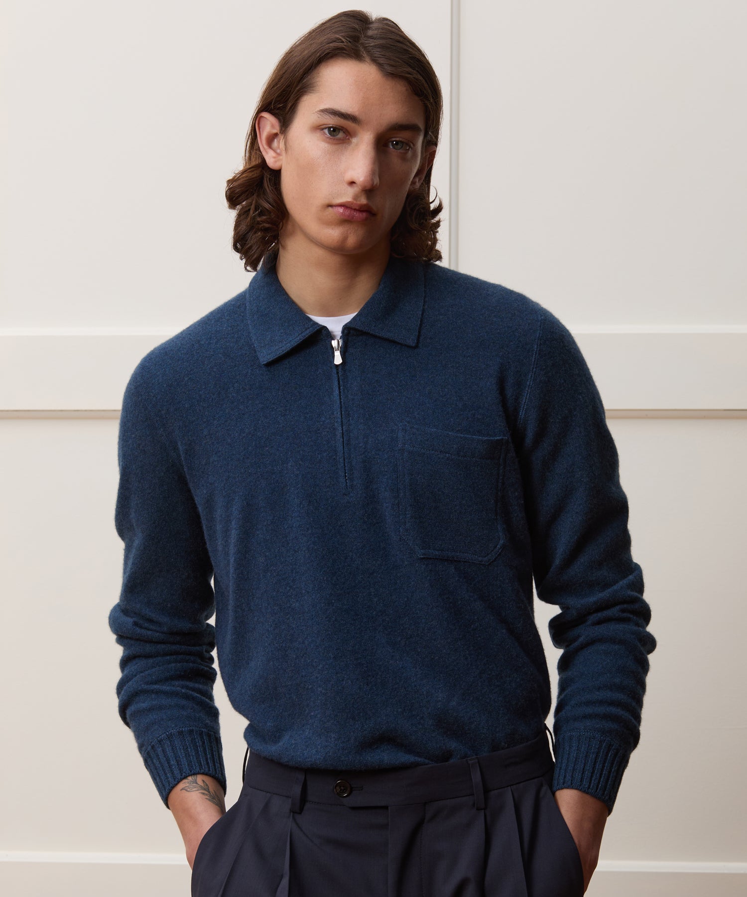Italian Cashmere Half-Zip Sweater Polo - Image 2