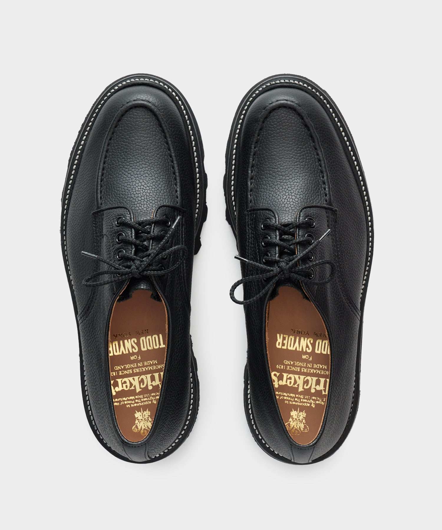 Todd Snyder x Tricker's Heath Derby Shoes in Black Scotch Grain Leather - Image 4