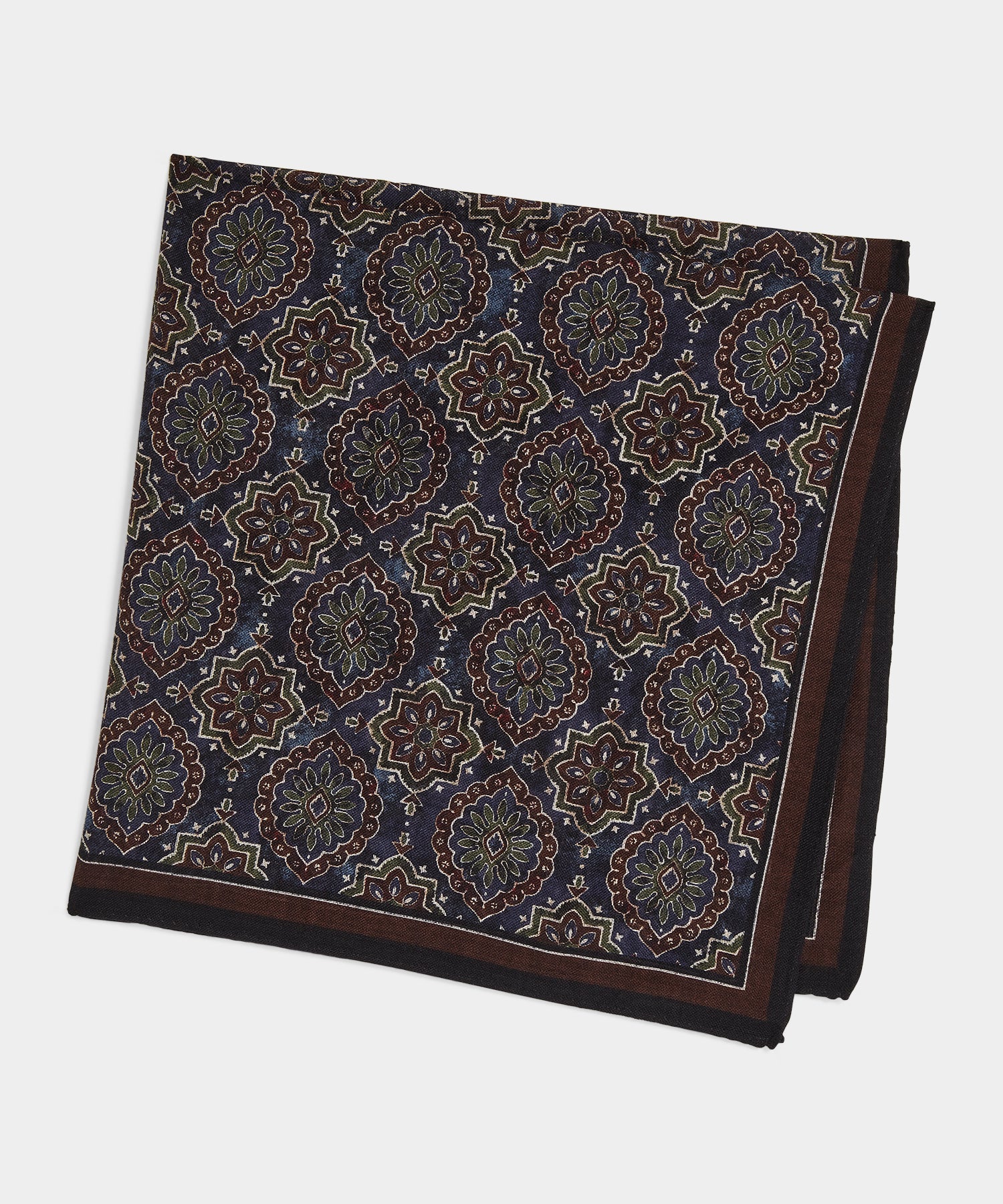 Wool Medallion Neckerchief in Navy - Image 2