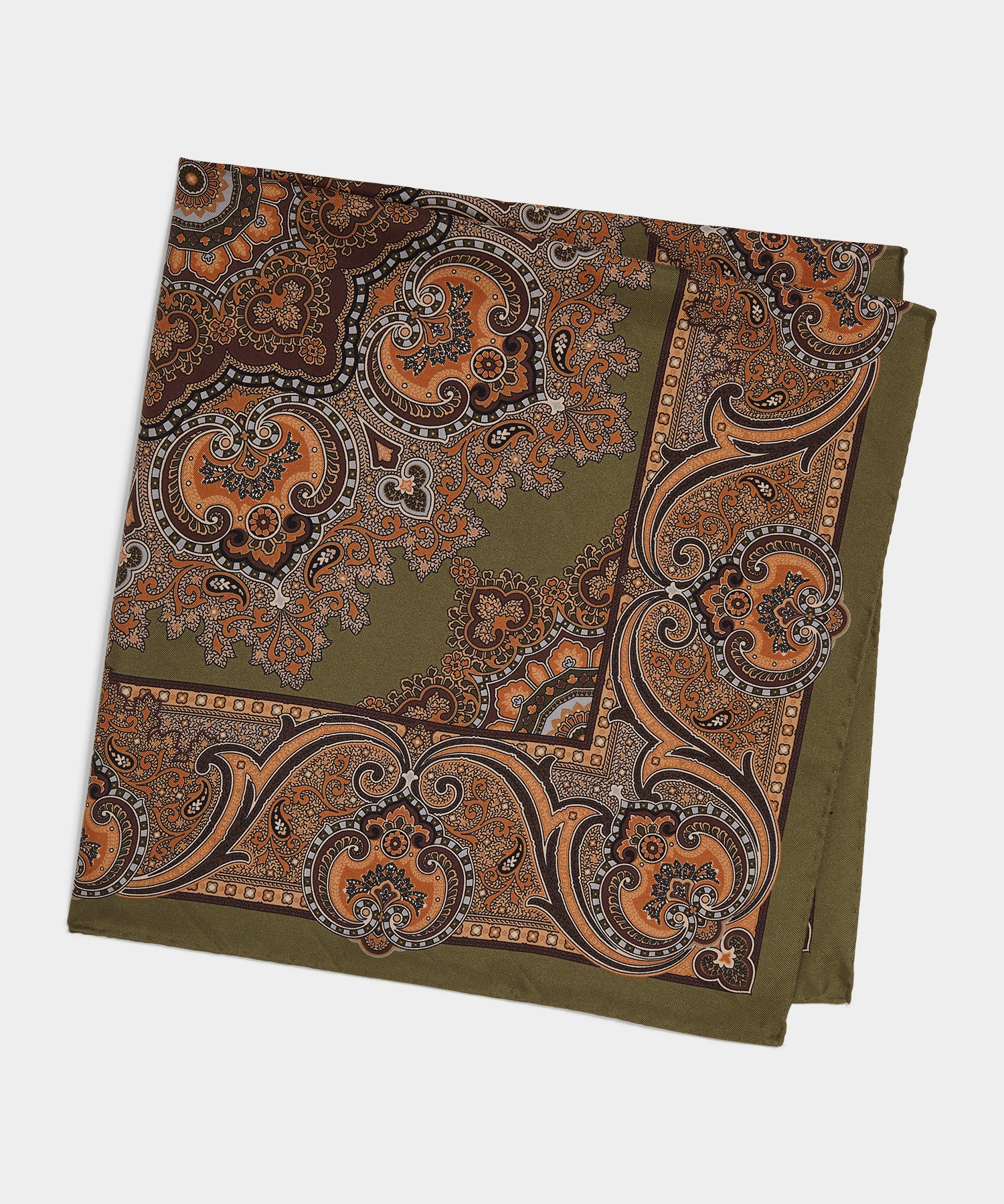 Silk Paisley Neckerchief in Light Sage - Image 2