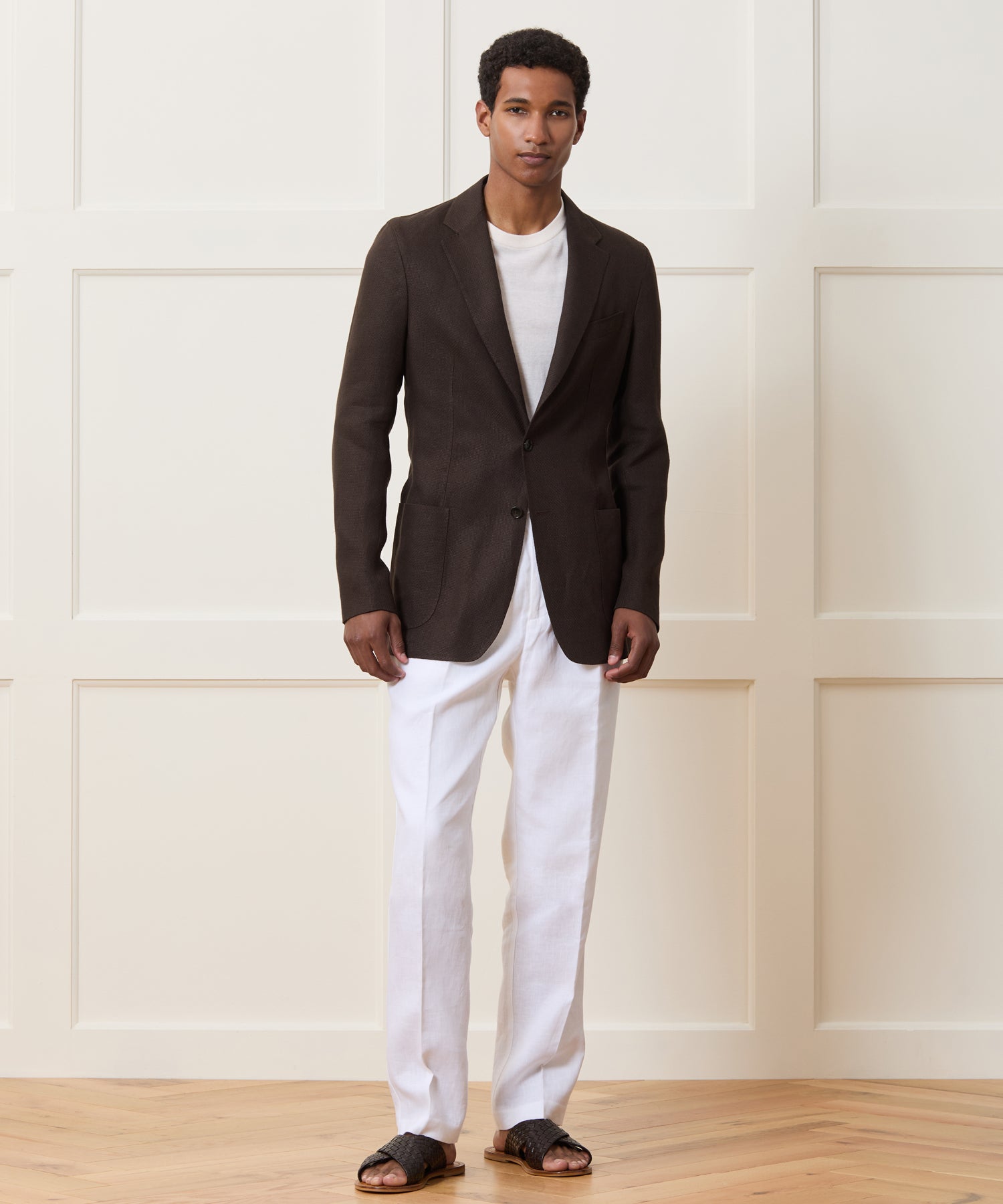 Italian Linen Basketweave Sport Coat in Dark Brown - Image 3