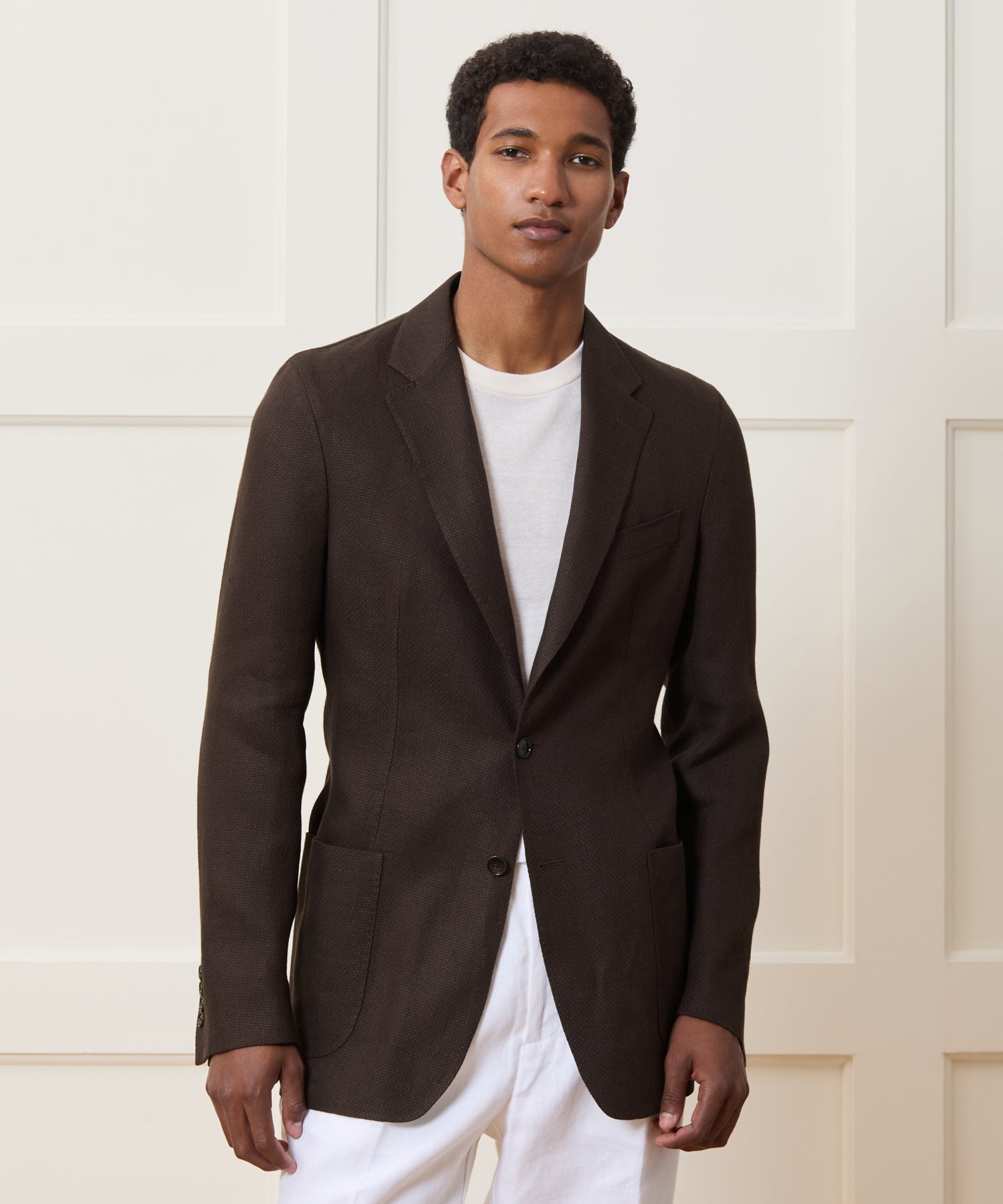 Italian Linen Basketweave Sport Coat in Dark Brown - Image 2