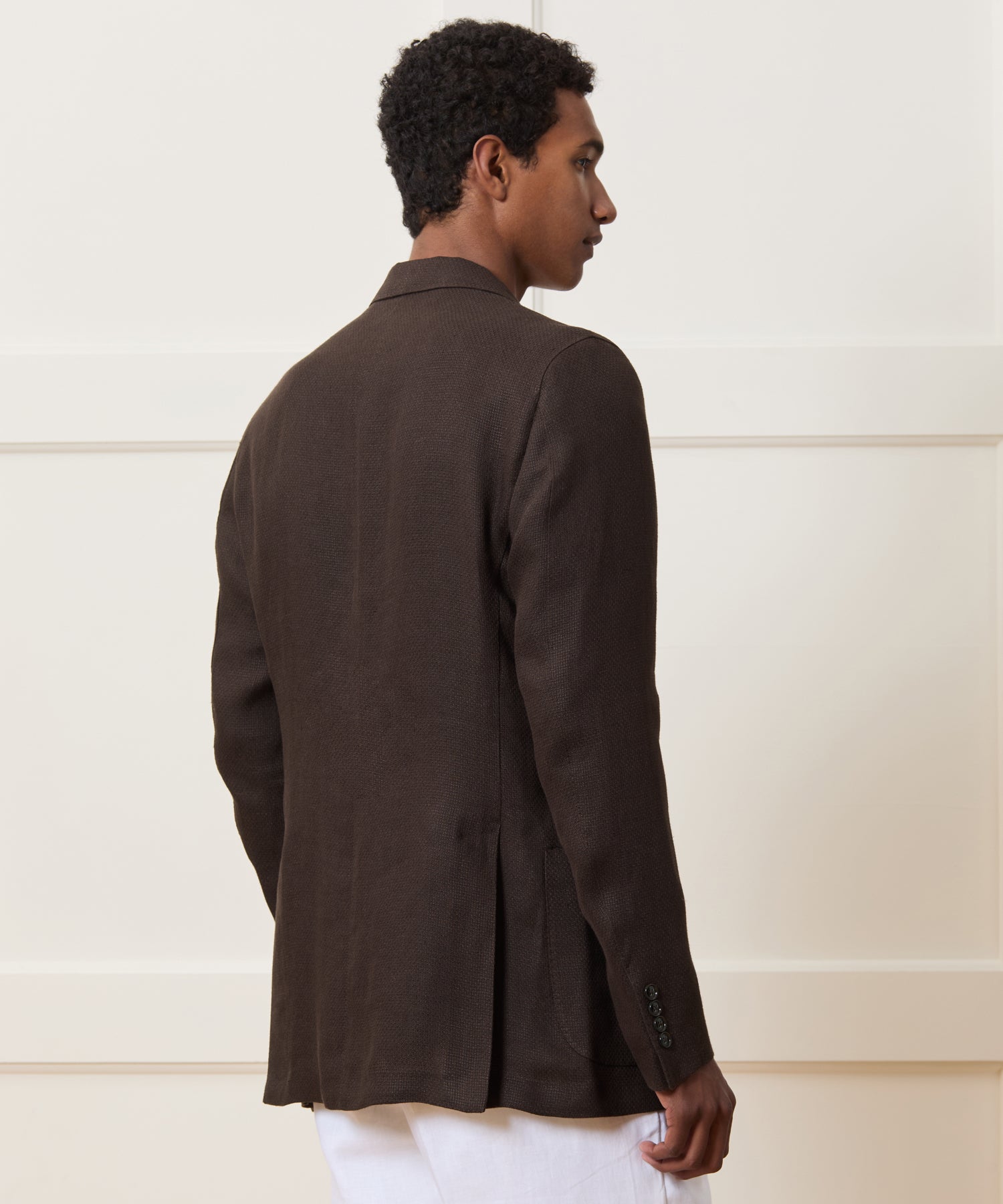 Italian Linen Basketweave Sport Coat in Dark Brown - Image 4
