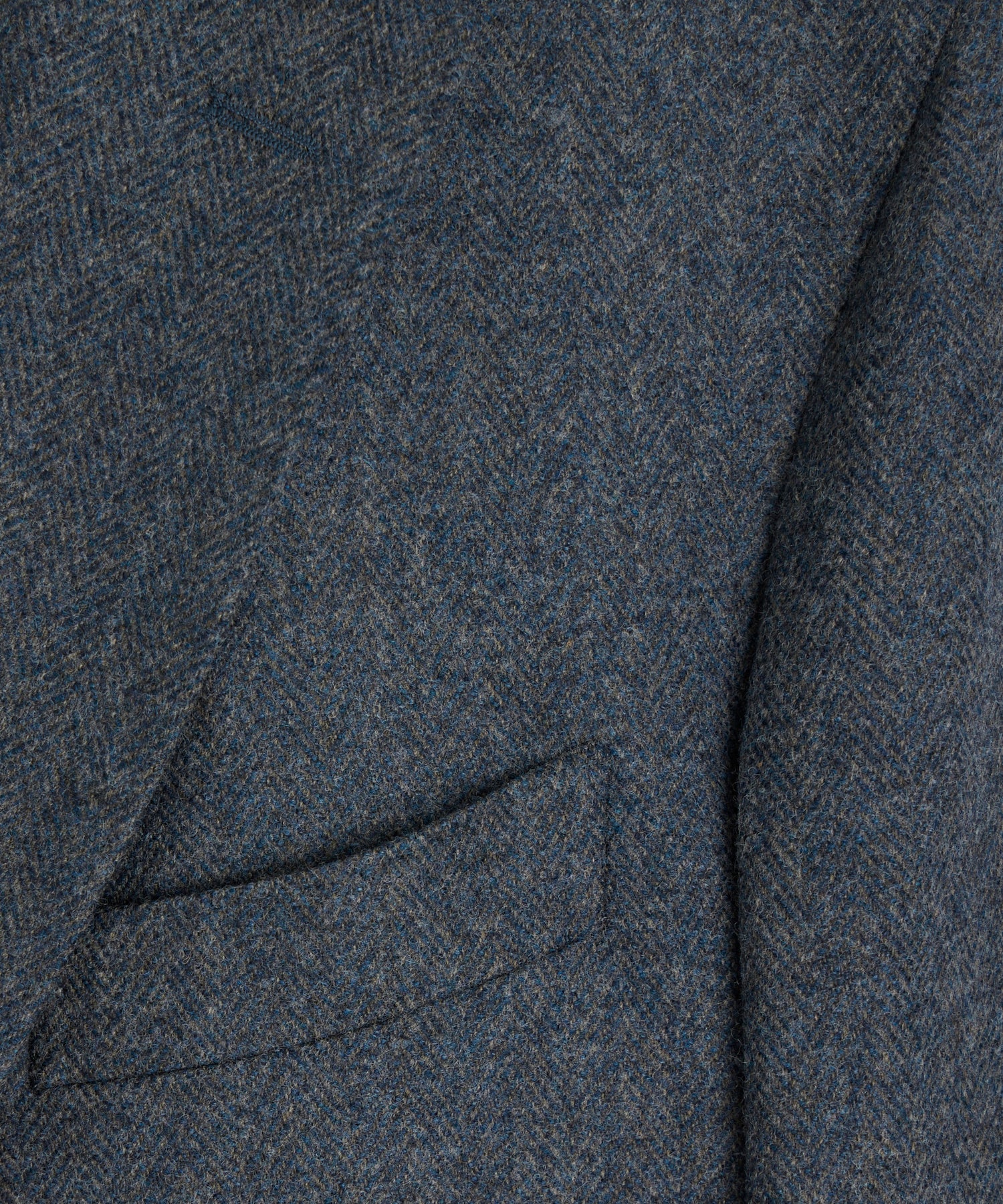 Italian Wool Sport Coat in Blue Herringbone - Image 2