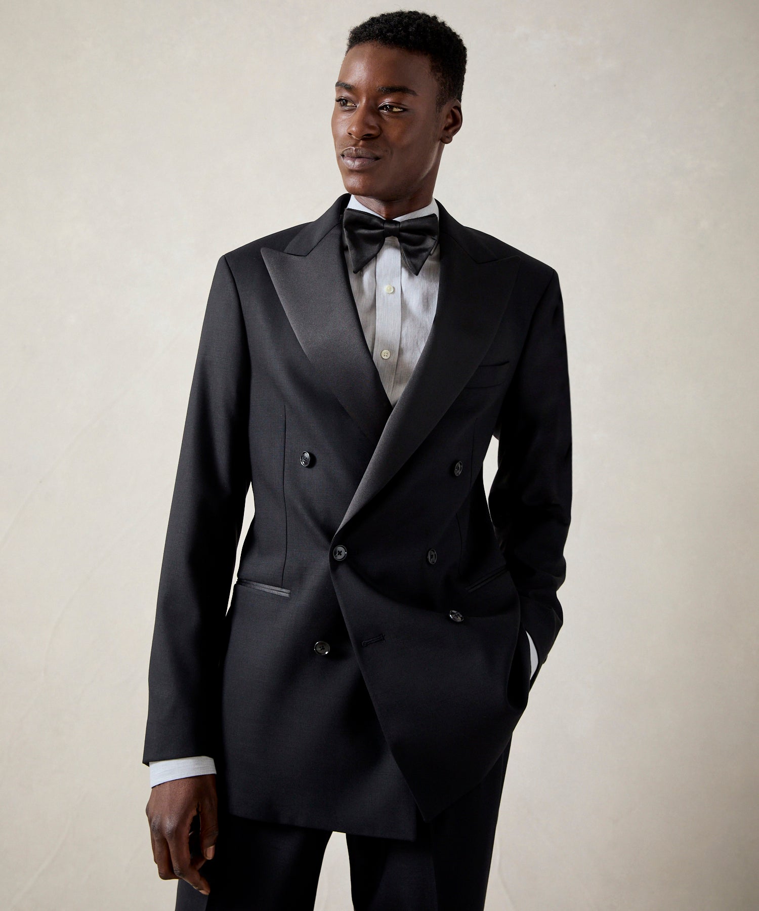 Italian Wool Double-Breasted Tuxedo Jacket - Image 6