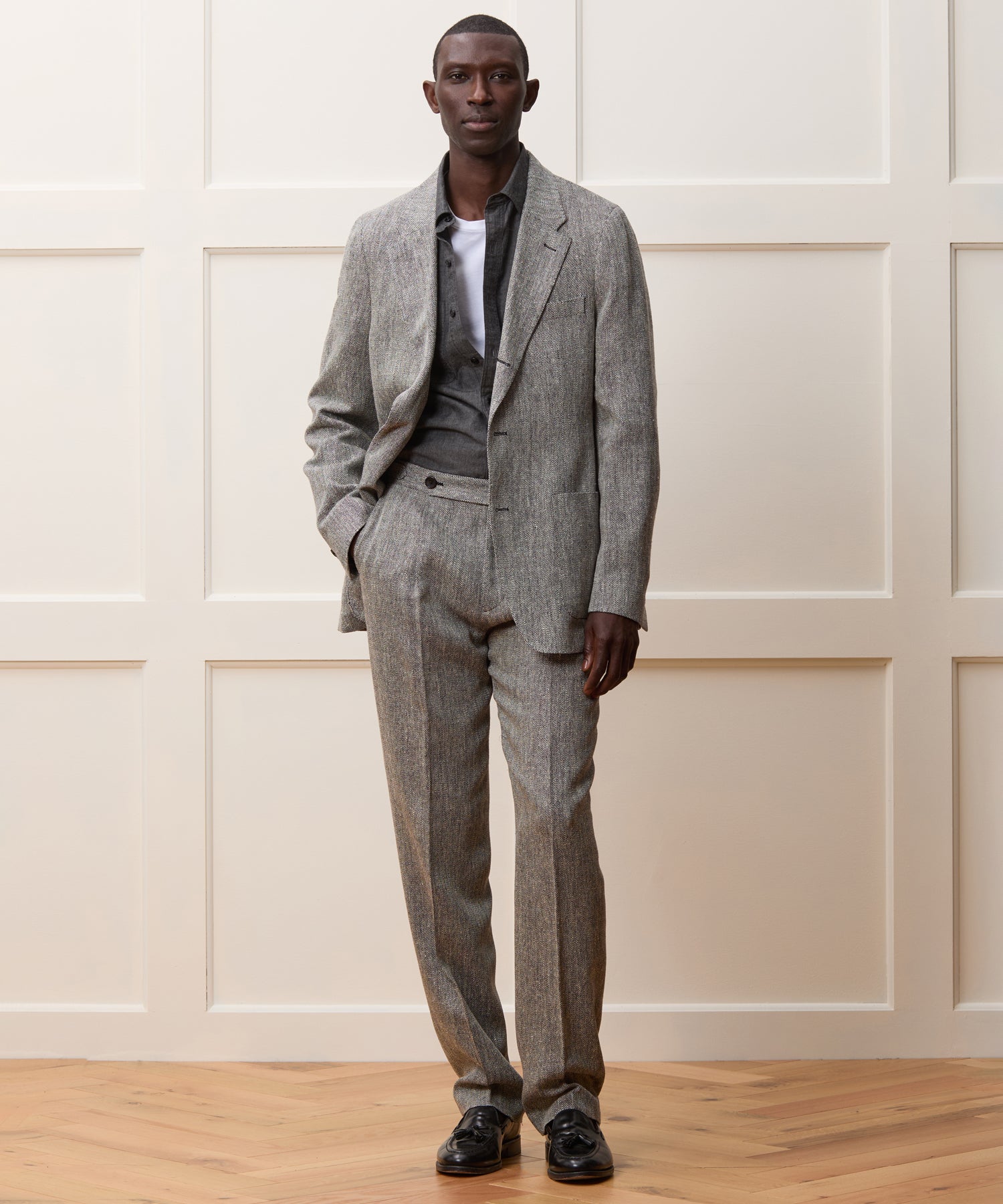 Italian Linen-Silk Madison Jacket in Grey - Image 3