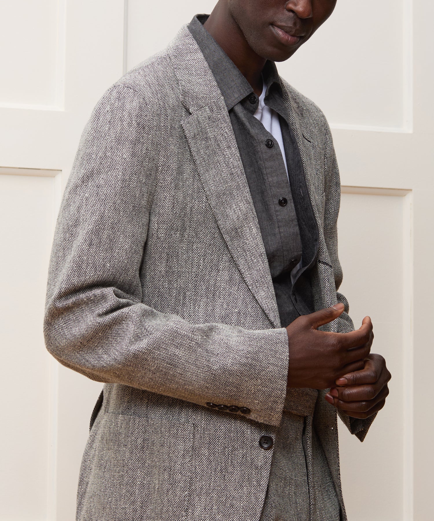 Italian Linen-Silk Madison Jacket in Grey - Image 4