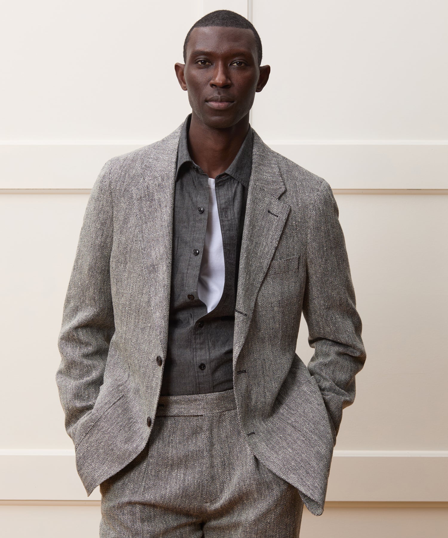 Italian Linen-Silk Madison Jacket in Grey - Image 2