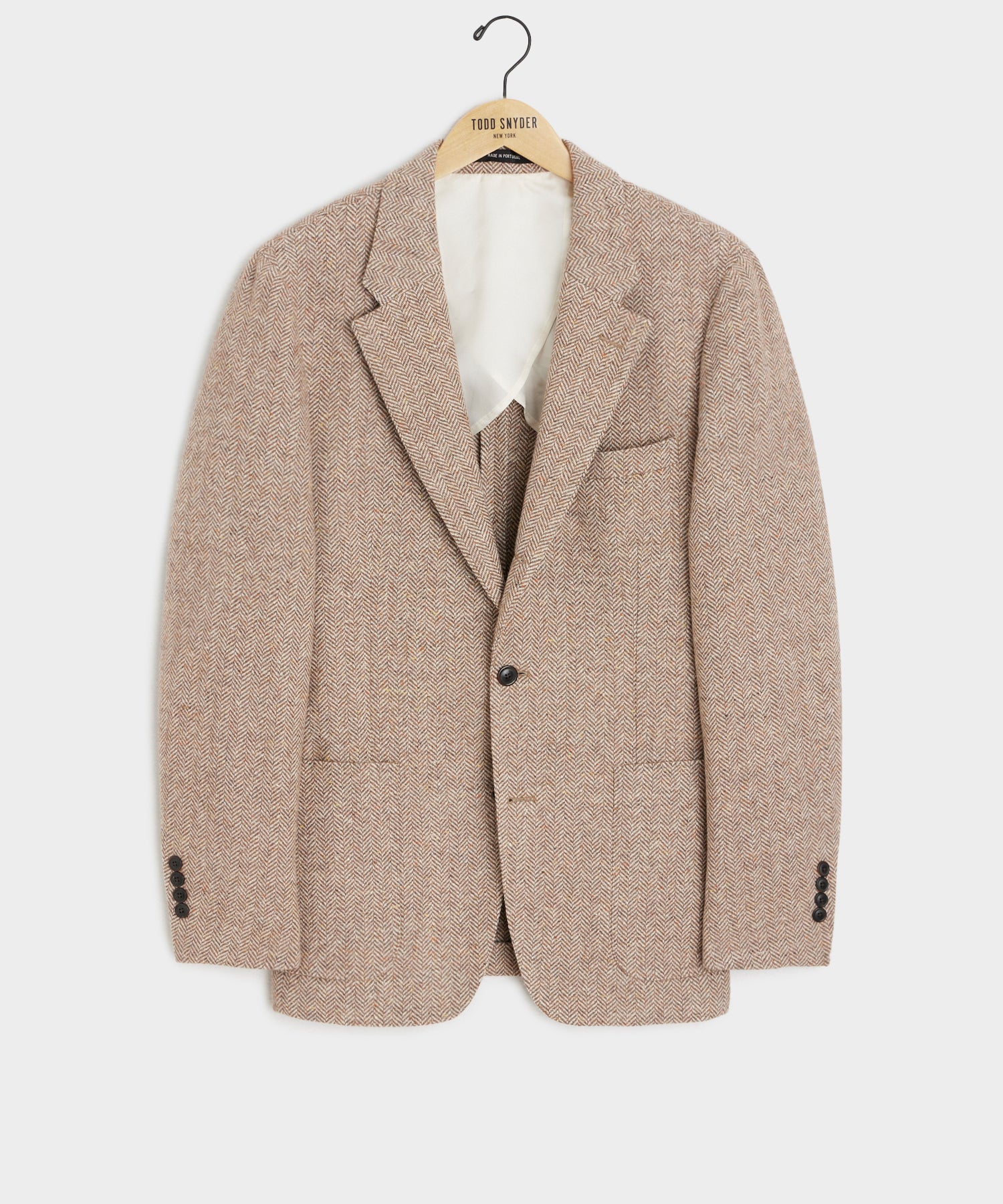 Italian Donegal Madison Jacket in Tan Herringbone