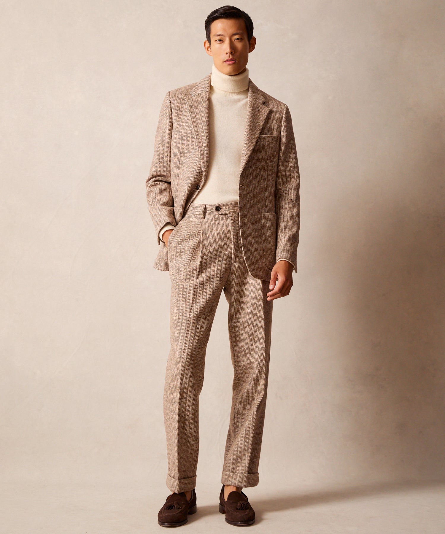 Italian Donegal Madison Jacket in Tan Herringbone - Image 4