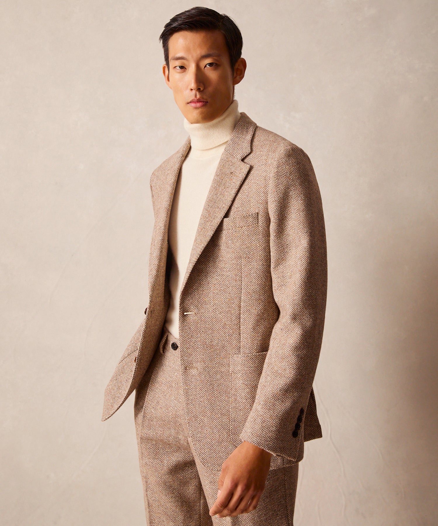 Italian Donegal Madison Jacket in Tan Herringbone - Image 2