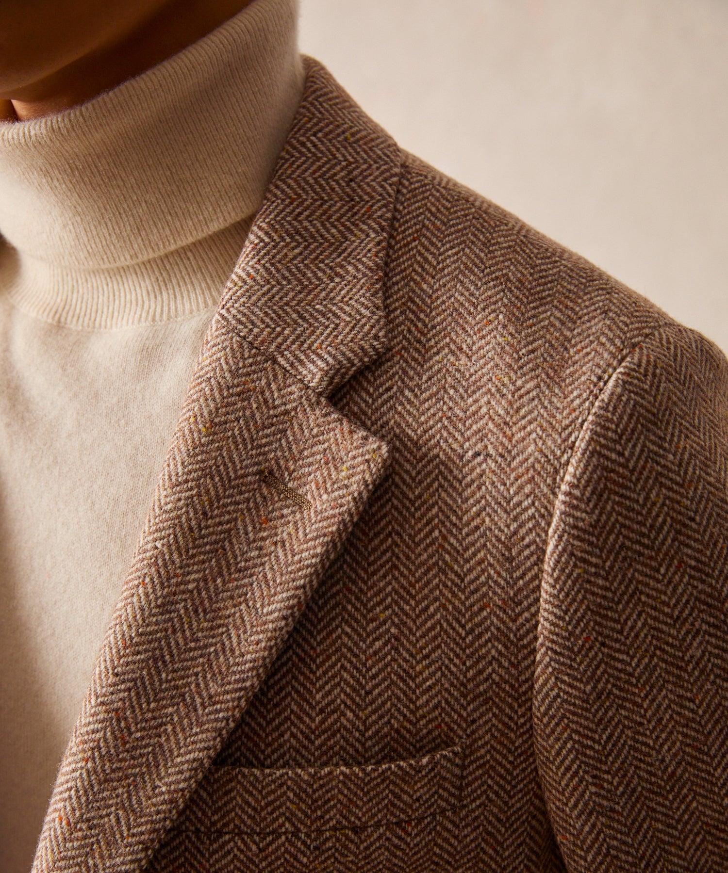 Italian Donegal Madison Jacket in Tan Herringbone - Image 6
