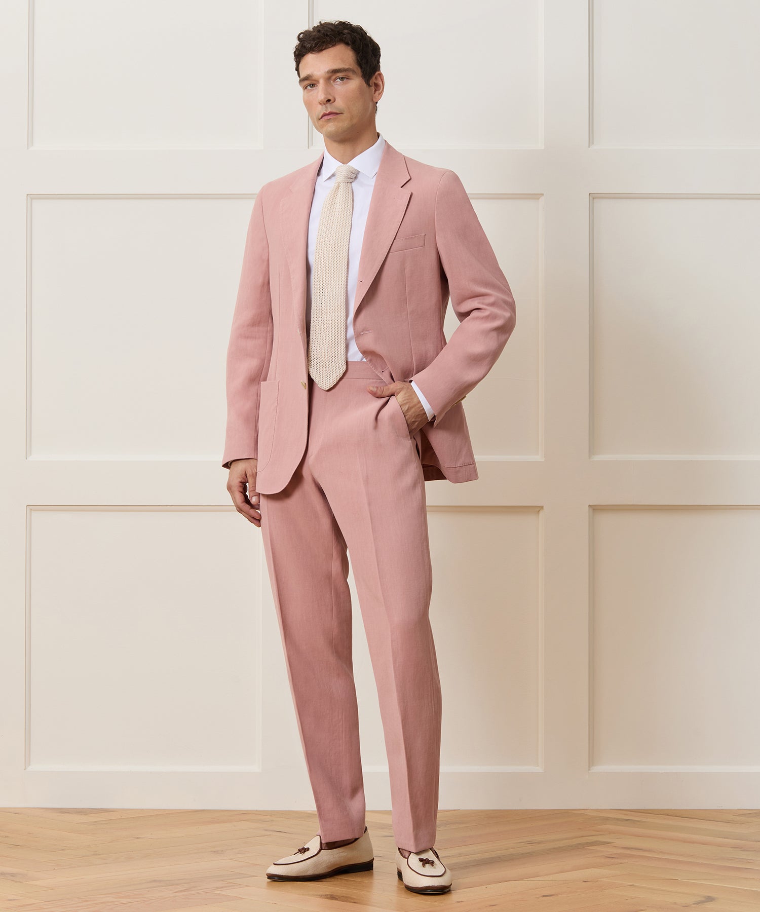 Italian Sueded Linen Side Tab Trouser - Image 3