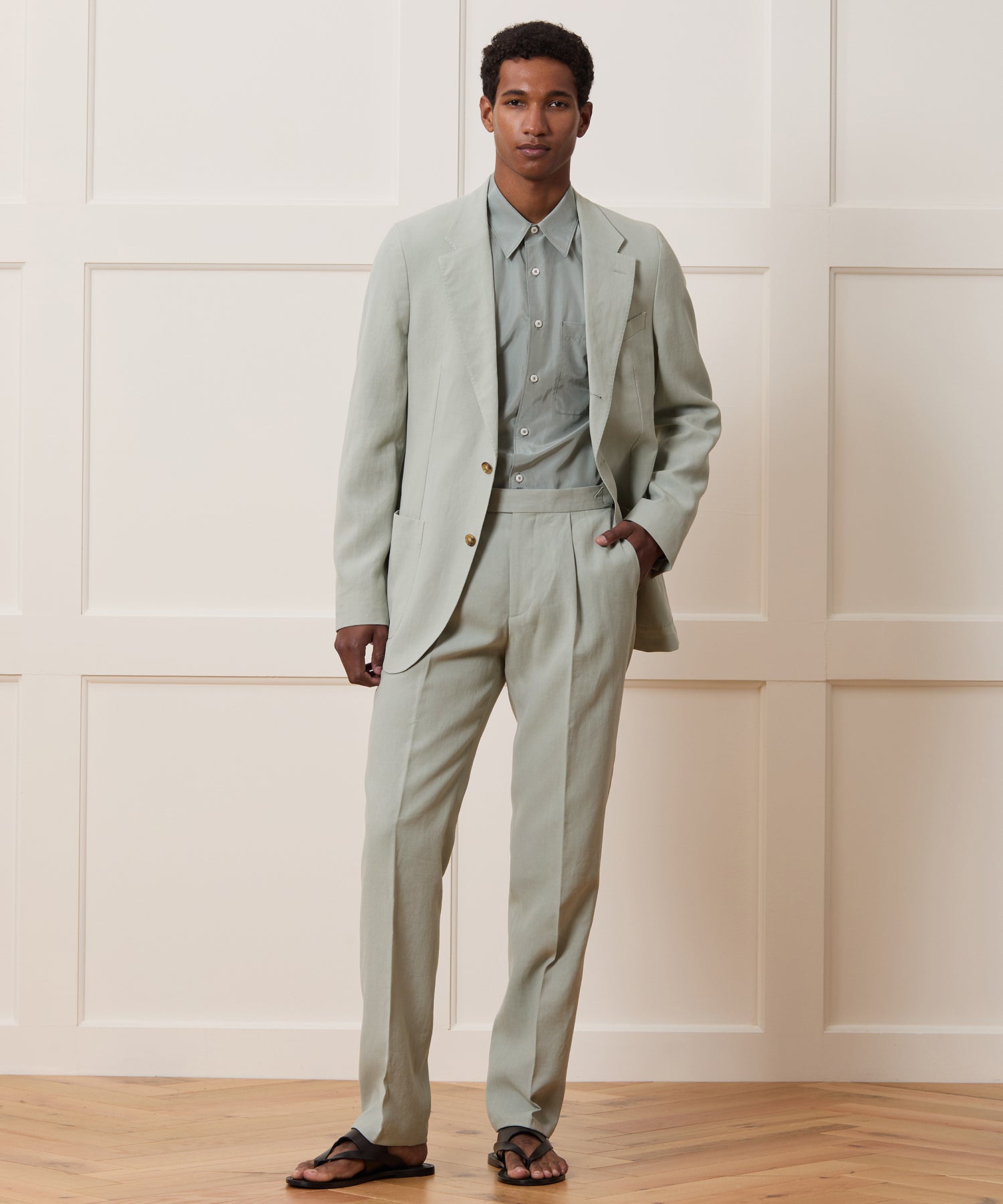 Italian Sueded Linen Side Tab Trouser - Image 3