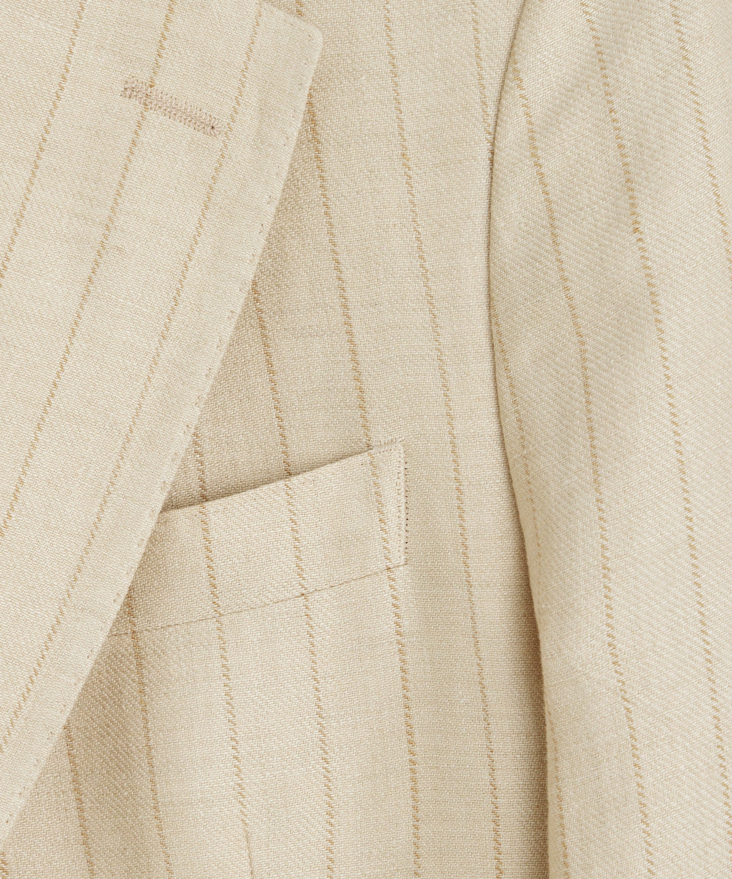 Italian Linen-Silk Sutton Jacket in Tan Pinstripe - Image 6
