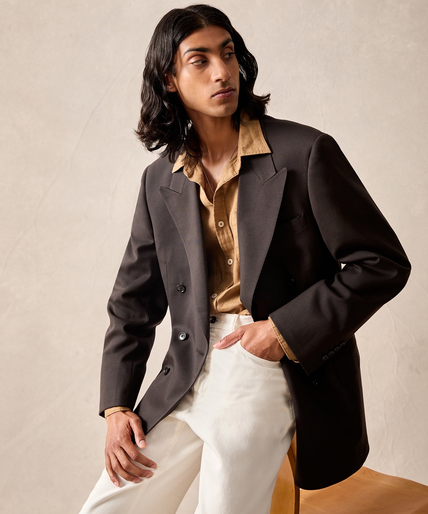 Italian Gabardine Wythe Jacket in Dark Brown - Image 2