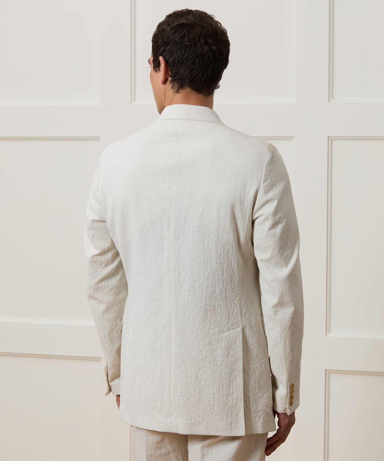 Italian Seersucker Double-Breasted Suit Jacket - Image 4
