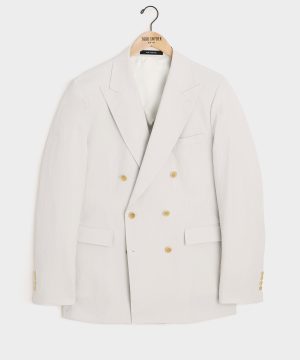 Italian Seersucker Double-Breasted Suit Jacket