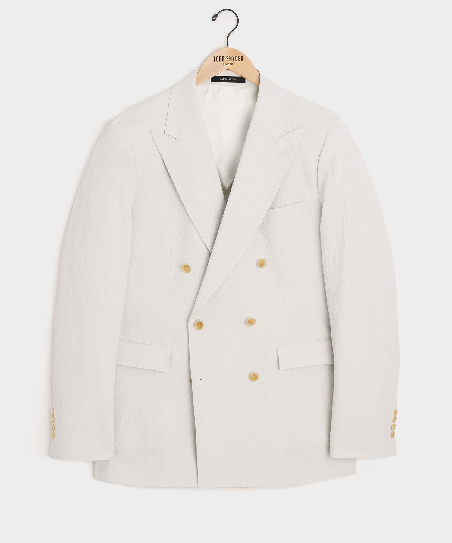Italian Seersucker Double-Breasted Suit Jacket