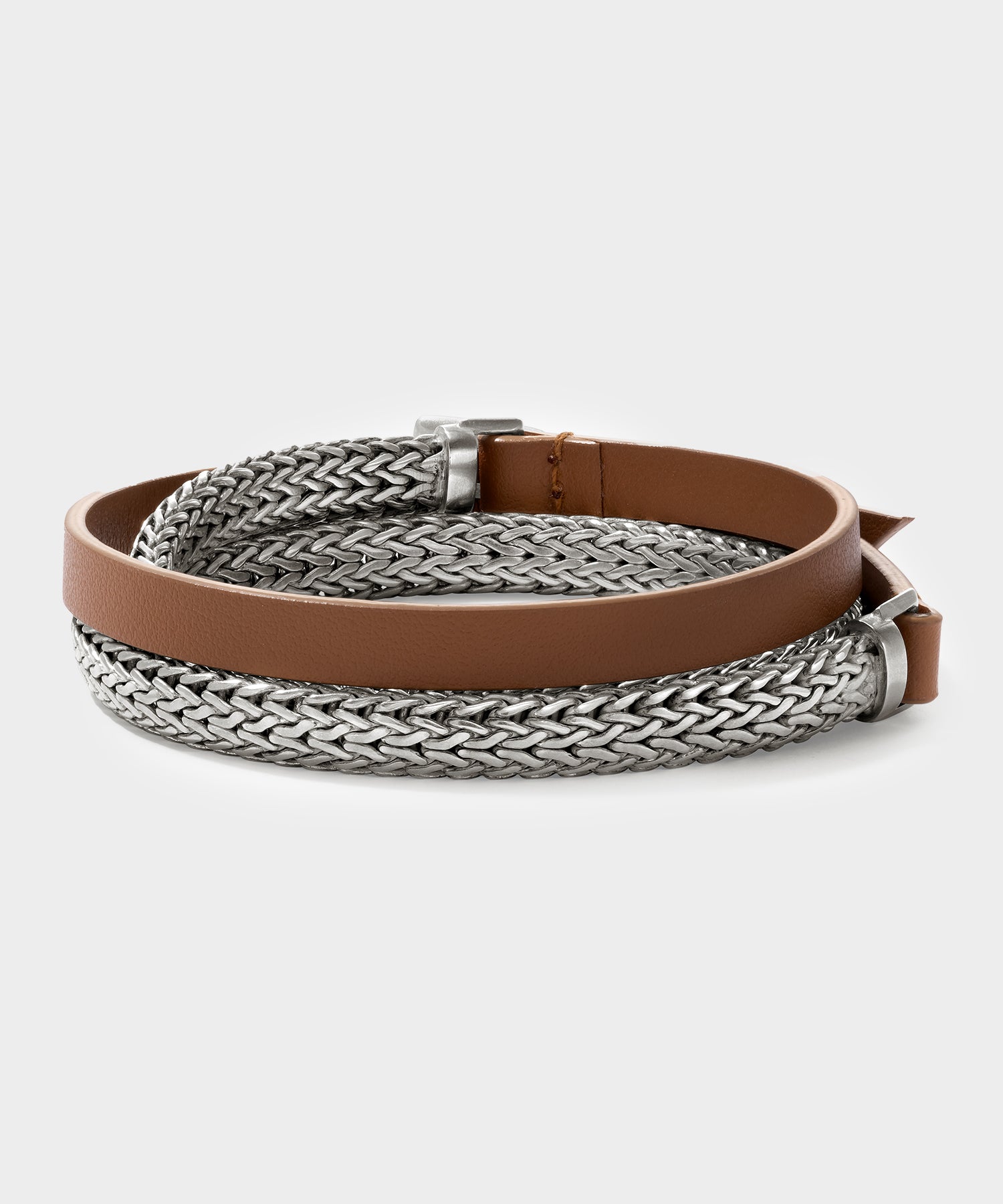 Todd Snyder x John Hardy Flat Silver Chain and Leather Bracelet - Image 2