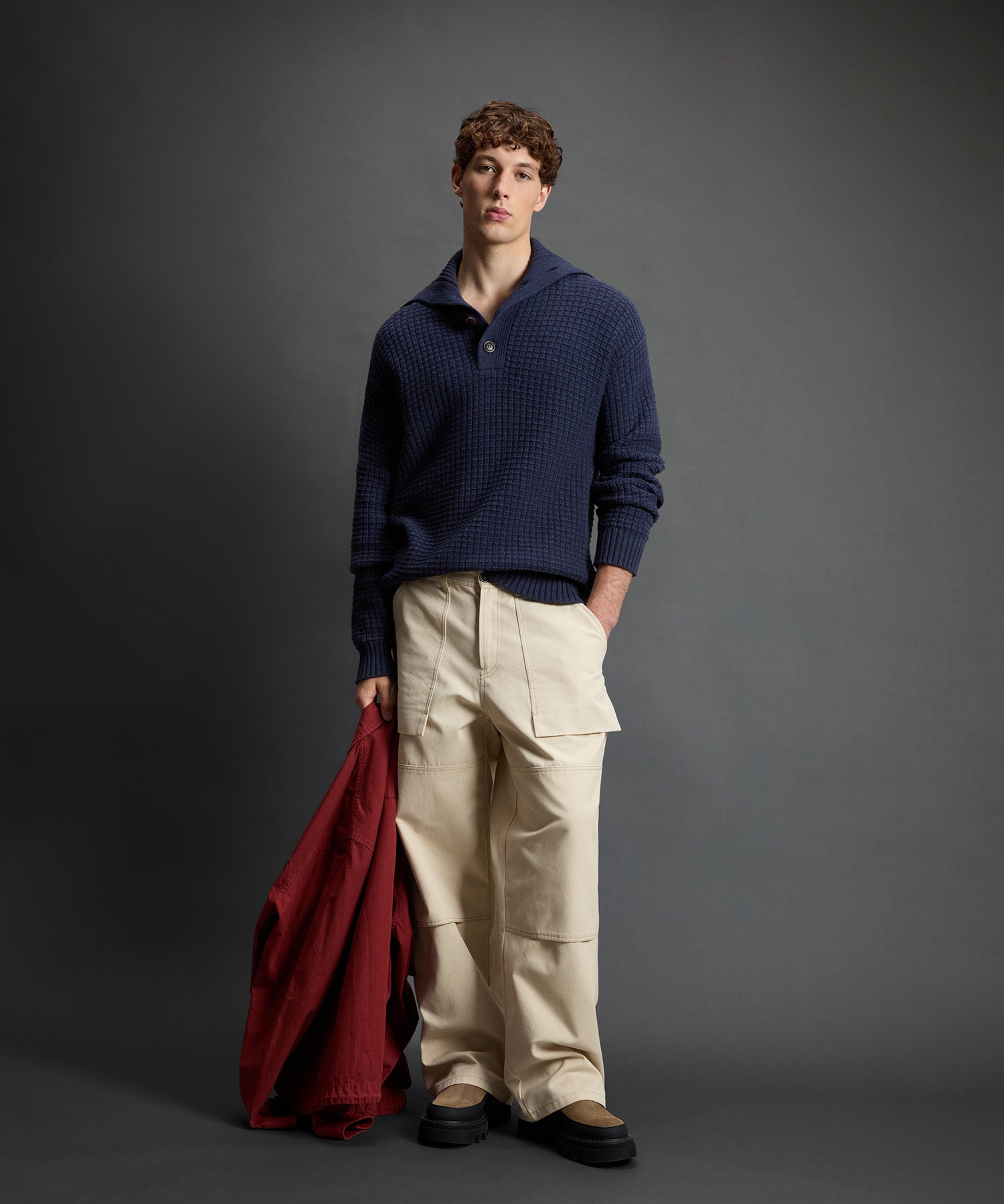 Todd Snyder x Woolrich Wool-Cashmere Waffle Sweater Polo - Image 3