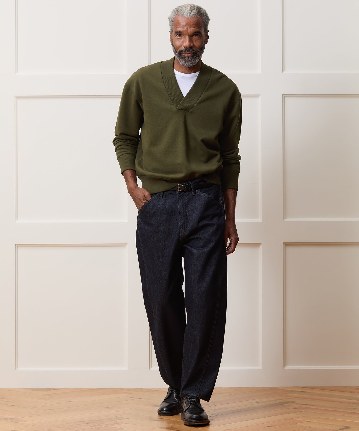 Relaxed Portuguese Terry V-Neck Sweatshirt - Image 3