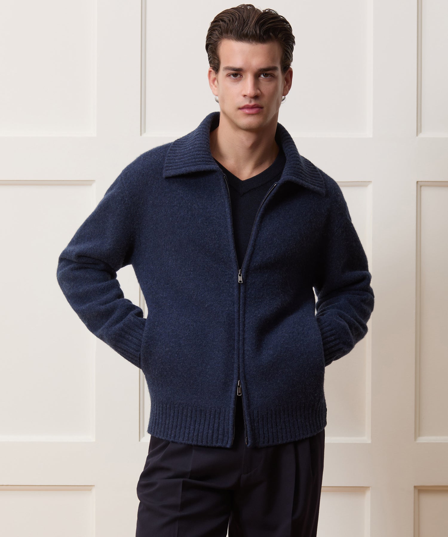 Boiled Wool Full-Zip Sweater Jacket - Image 2