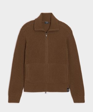 Cashmere Waffle Full-Zip Sweater Jacket