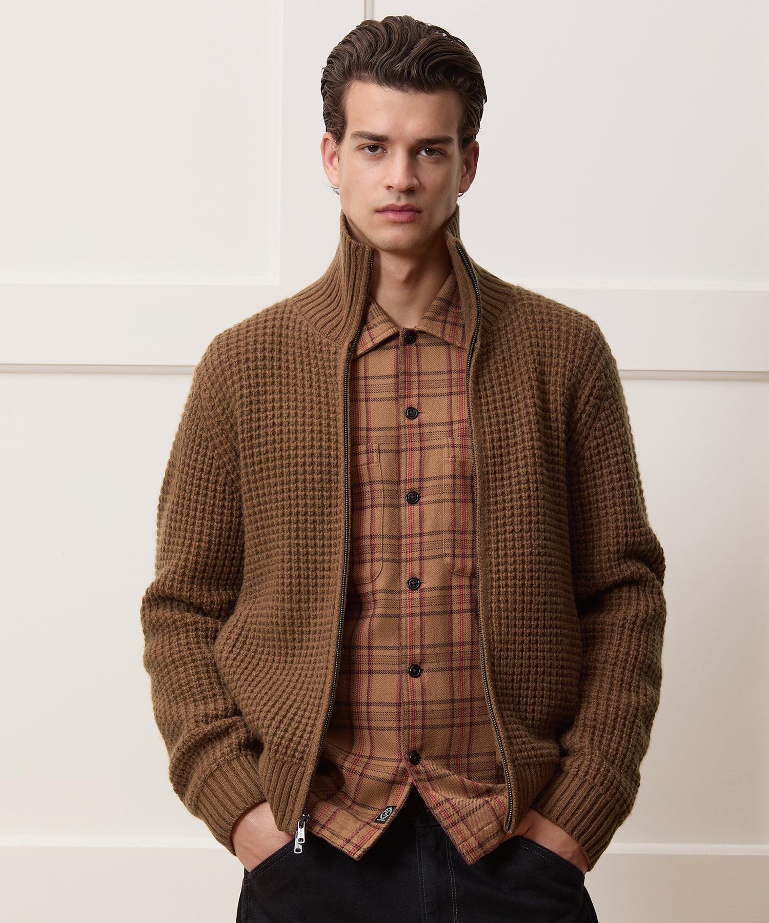 Cashmere Waffle Full-Zip Sweater Jacket - Image 2