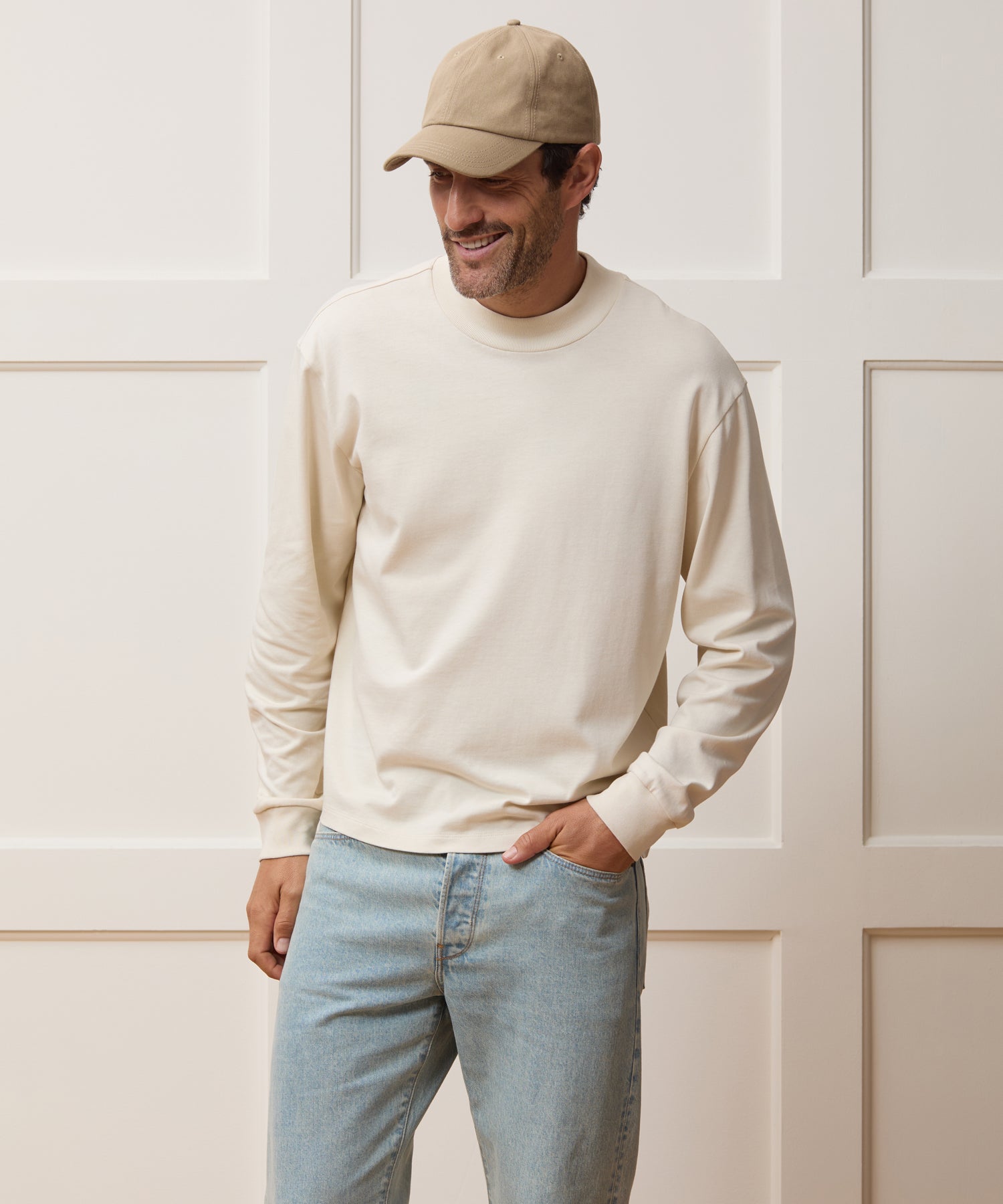Relaxed Portuguese Jersey Mock Neck Tee - Image 2
