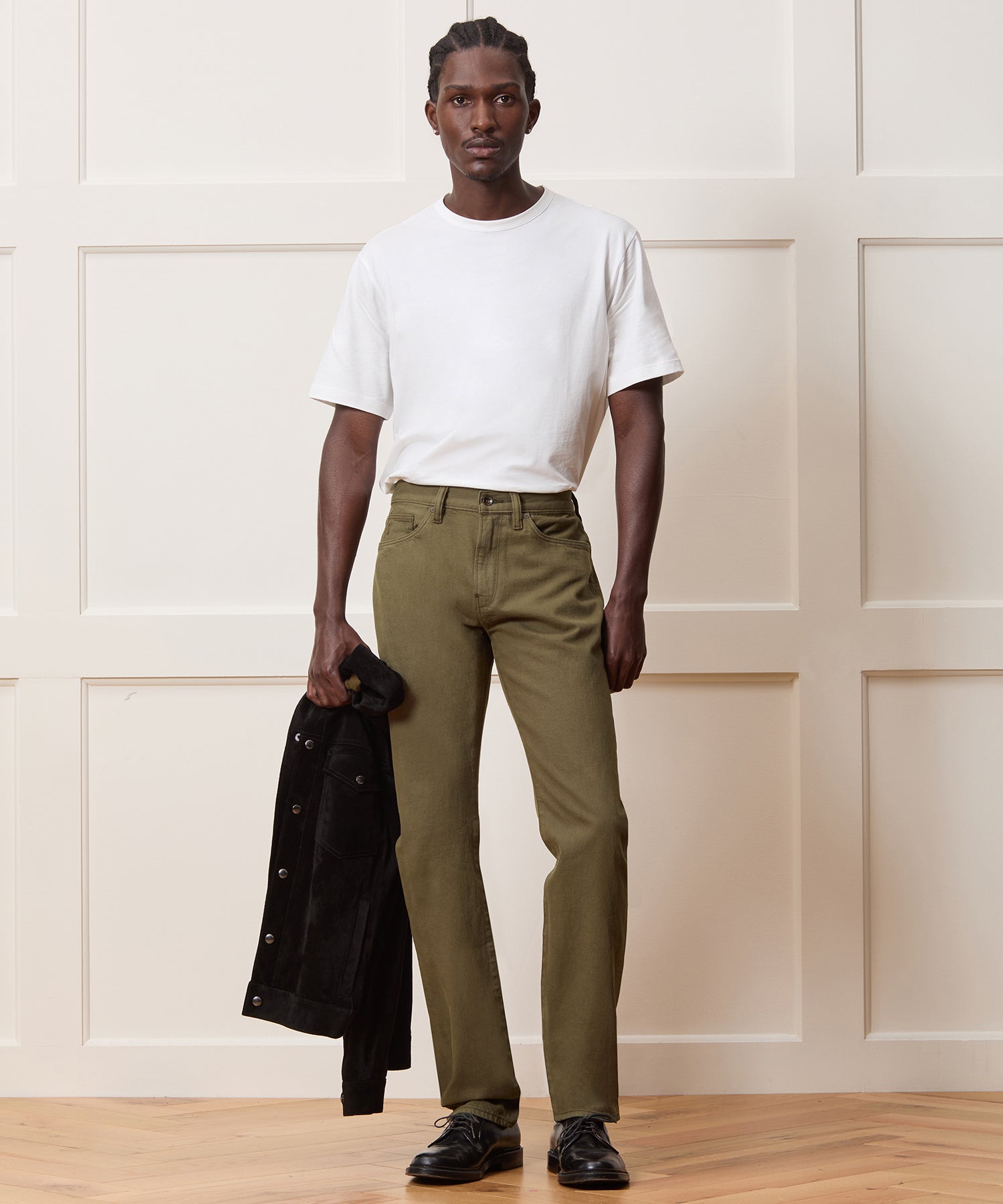 Slim Garment-Dyed Jean in Olive - Image 3