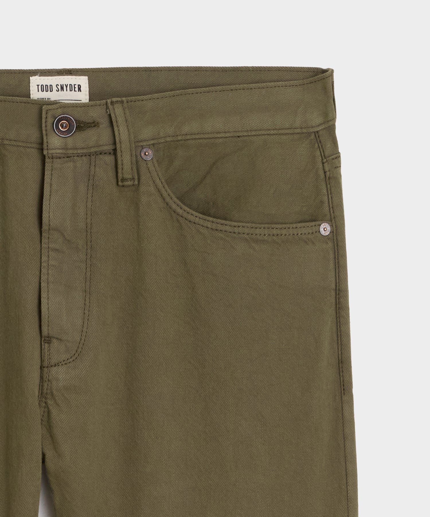 Slim Garment-Dyed Jean in Olive - Image 6