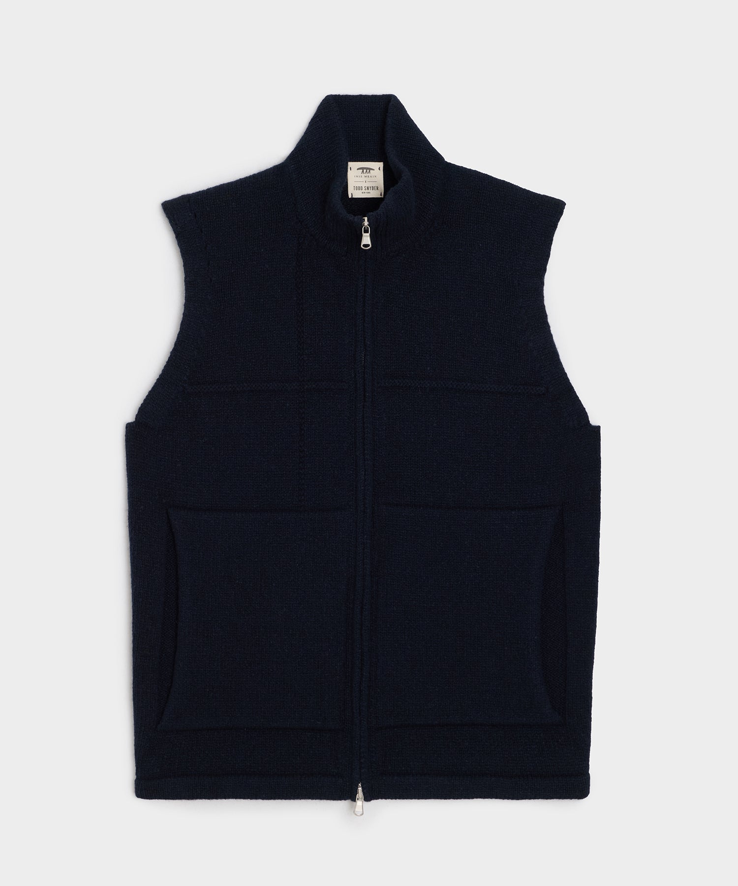 Inis Me??in Donegal Full Zip Vest in Navy