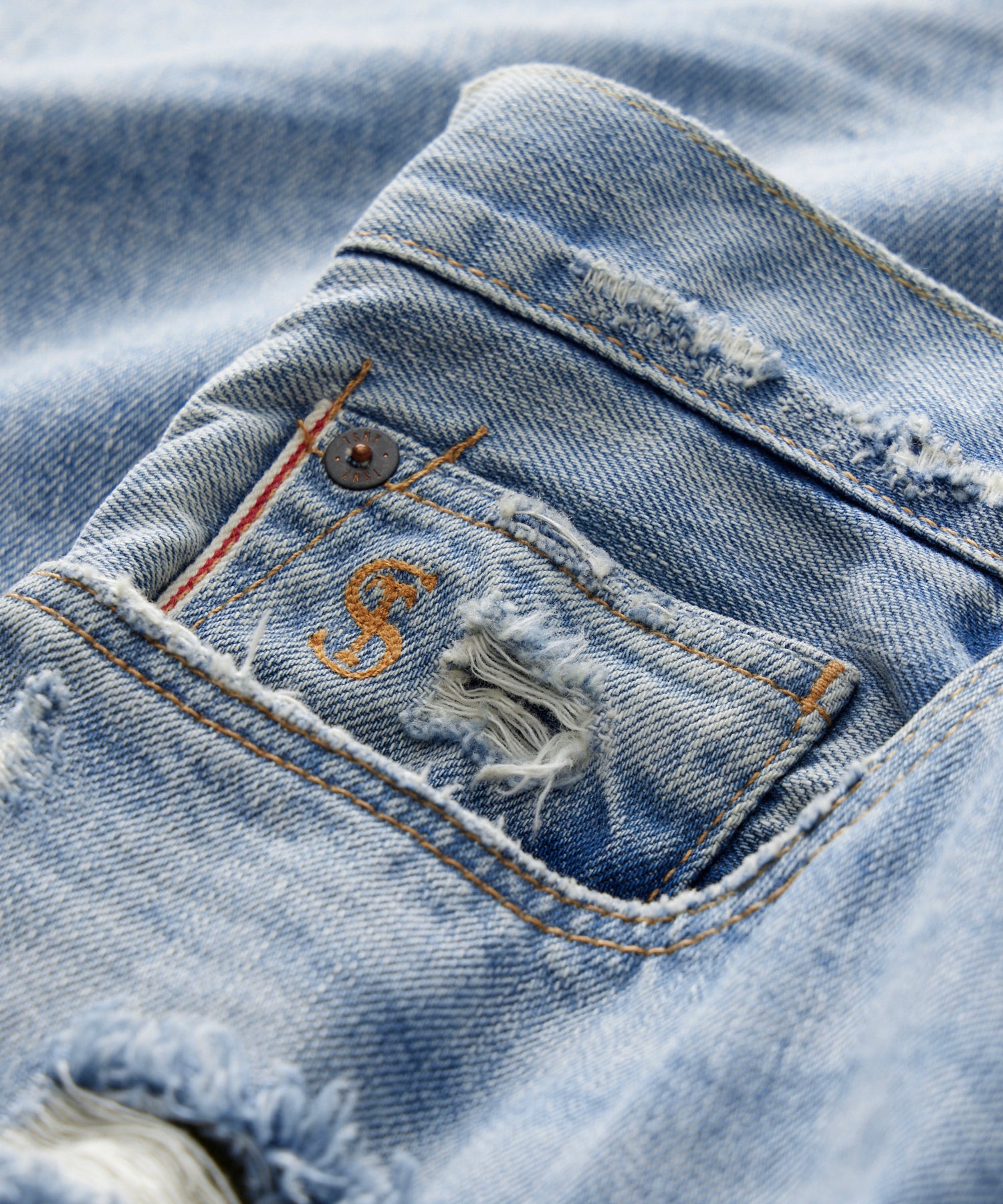 Slim Selvedge Jean in Destroyed Wash - Image 6