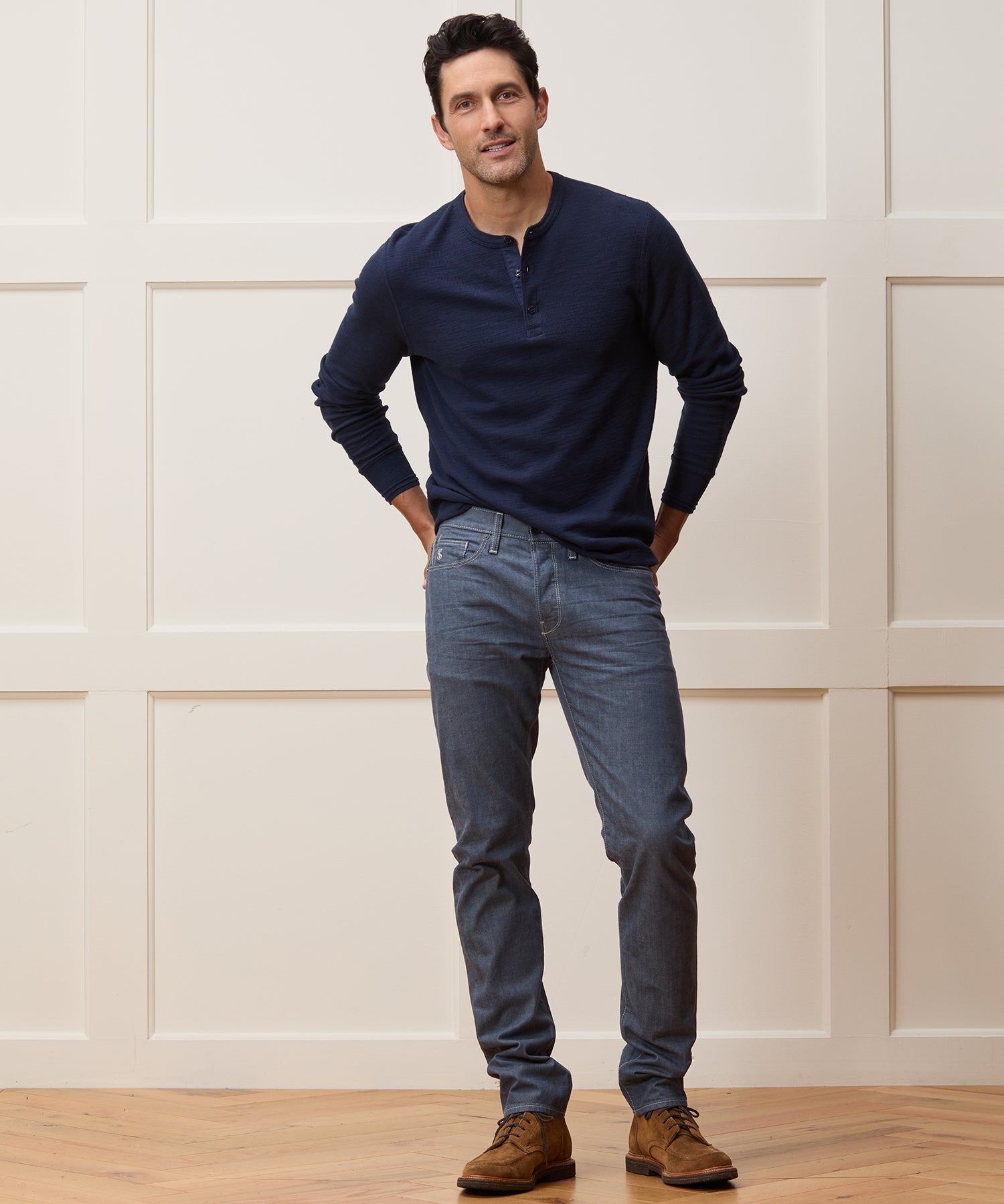 Lightweight Mini Waffle Henley - Image 3