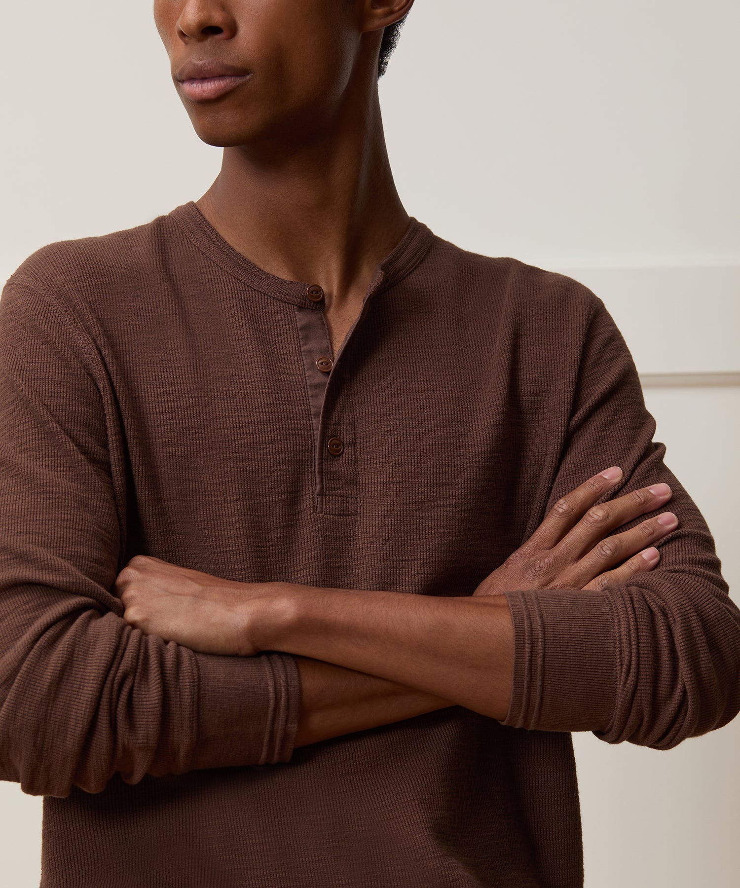 Lightweight Mini Waffle Henley - Image 4