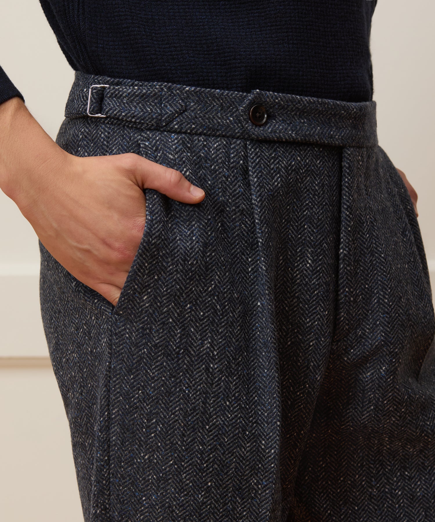 Italian Donegal Herringbone Side Tab Trouser - Image 5