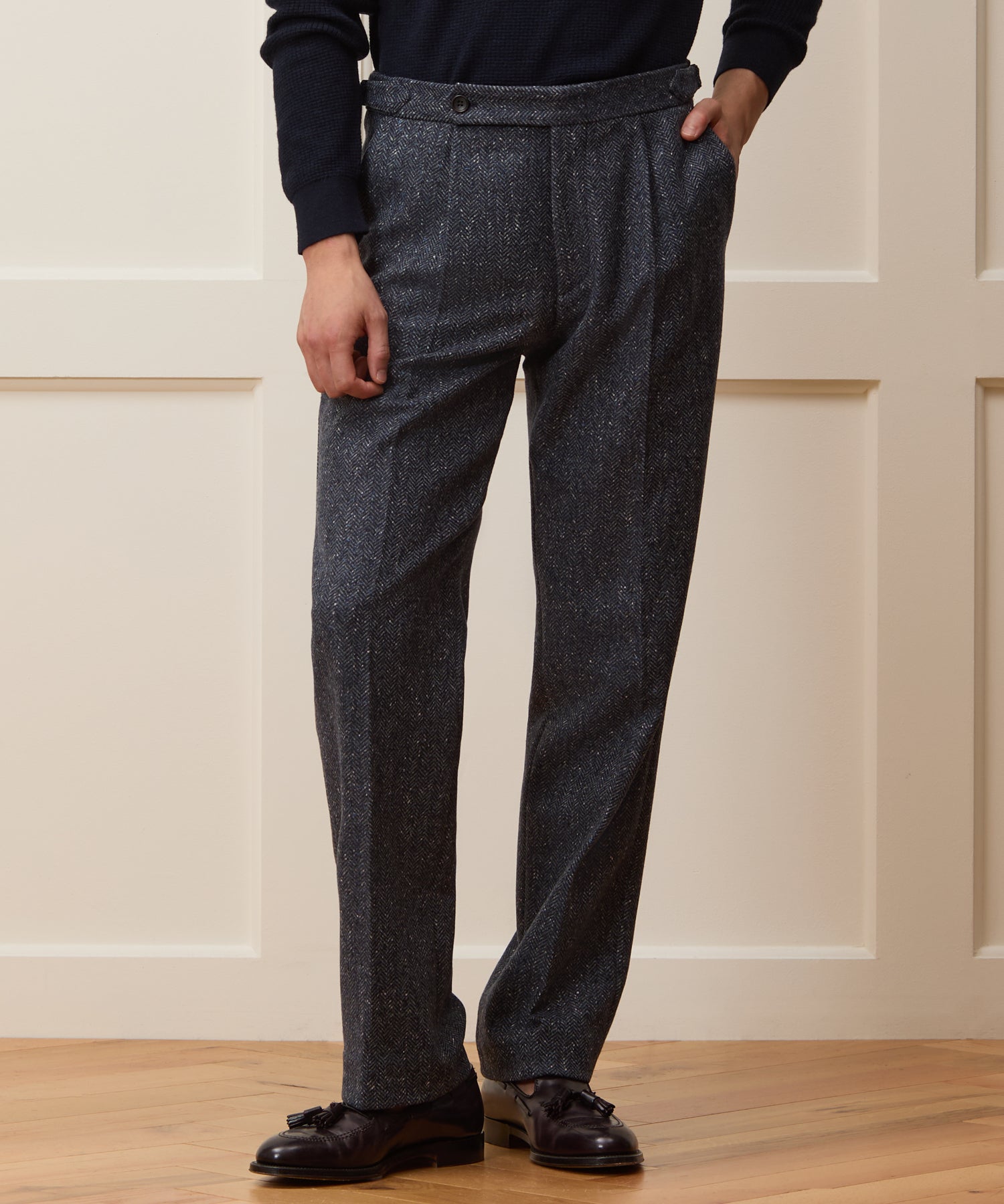 Italian Donegal Herringbone Side Tab Trouser - Image 2