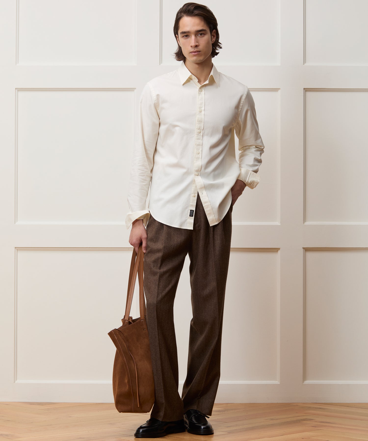 Cotton Twill Long Point Collar Shirt - Image 5