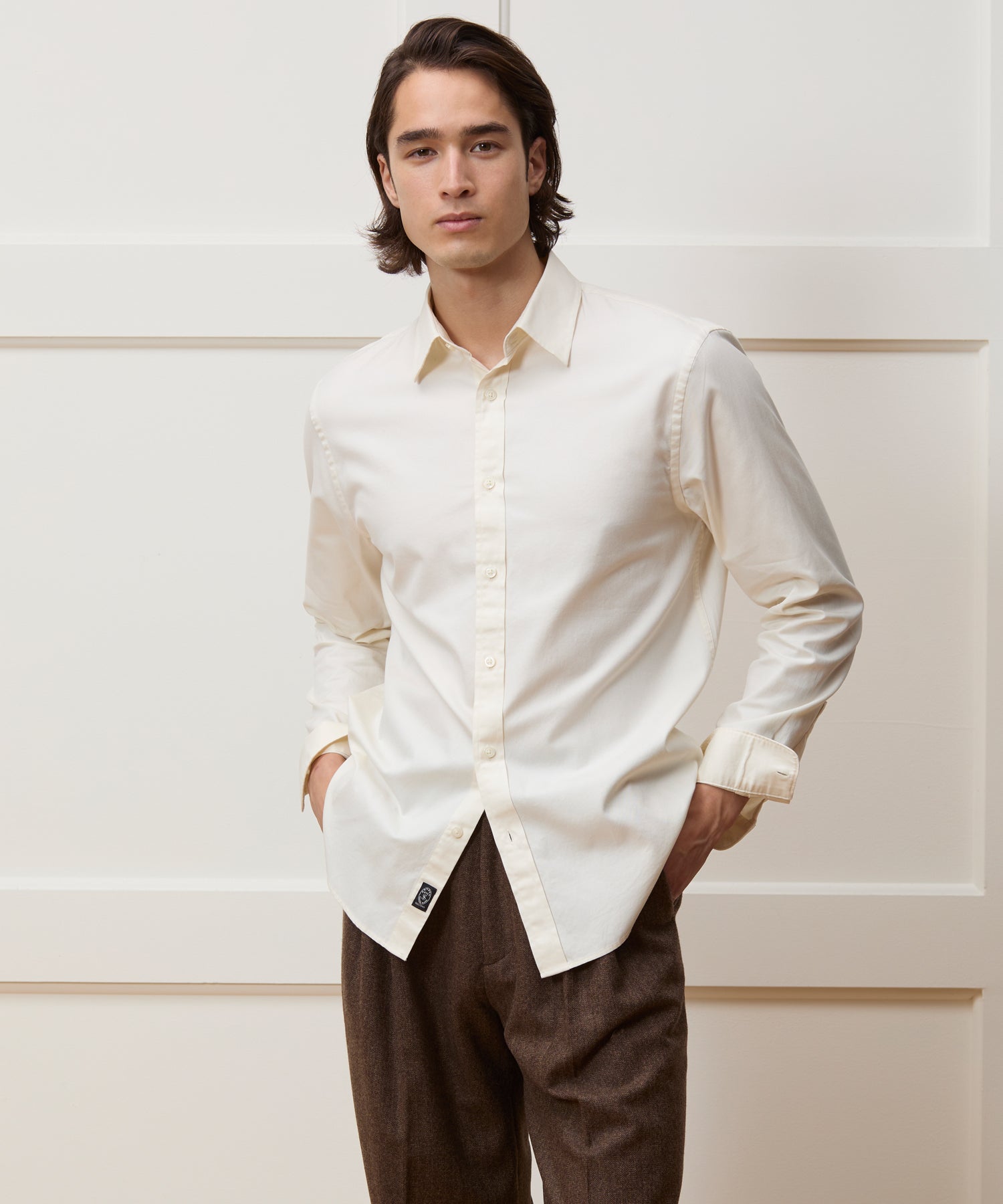 Cotton Twill Long Point Collar Shirt - Image 2