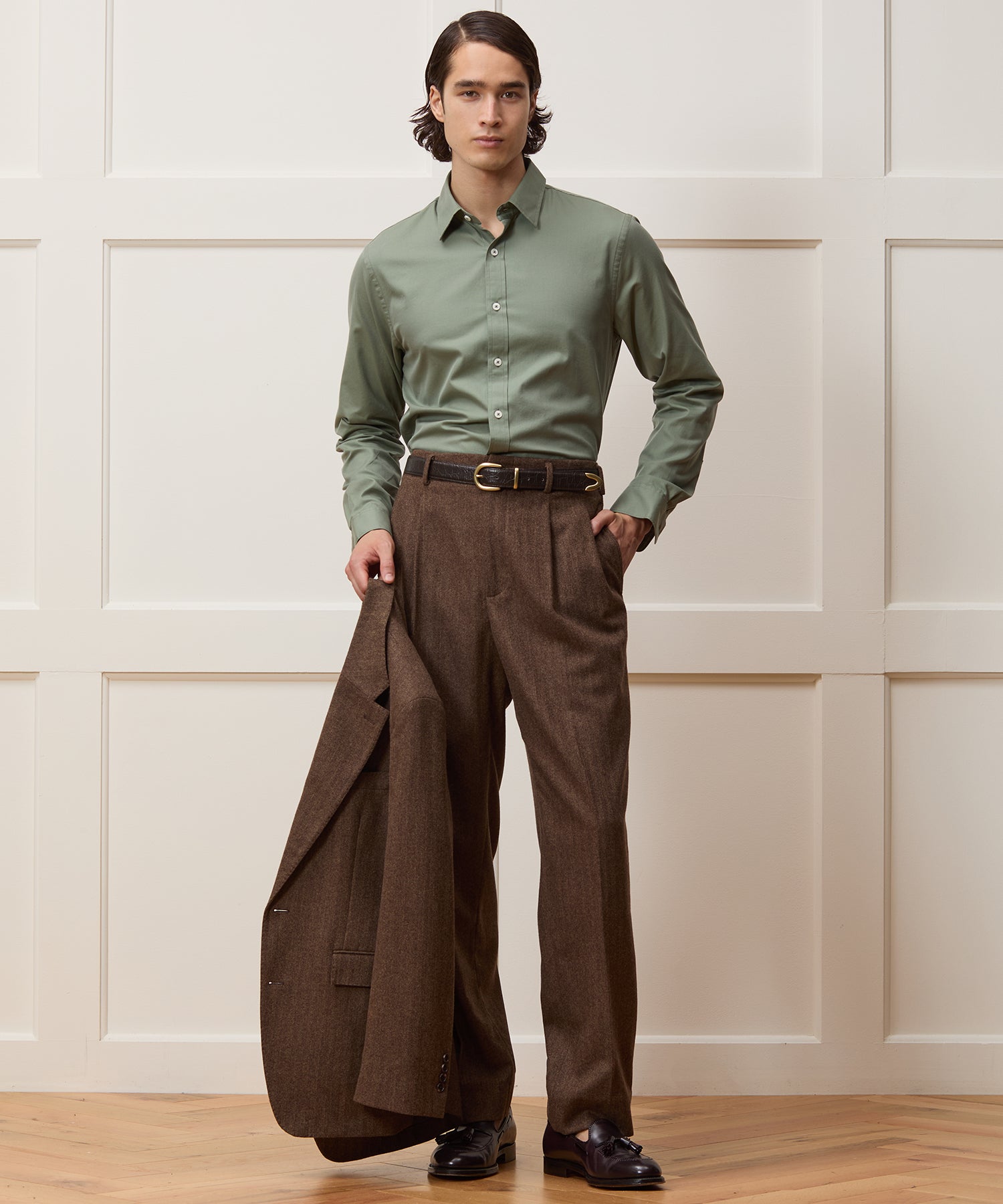 Cotton Twill Long Point Collar Shirt - Image 3