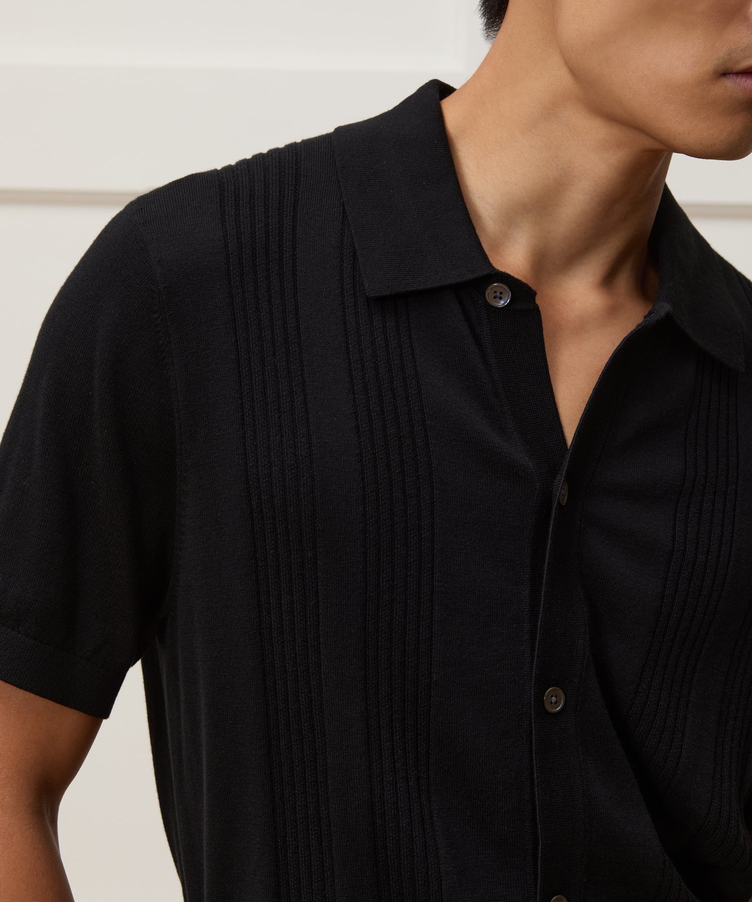 Silk-Cotton Ribbed Full-Placket Sweater Polo - Image 4