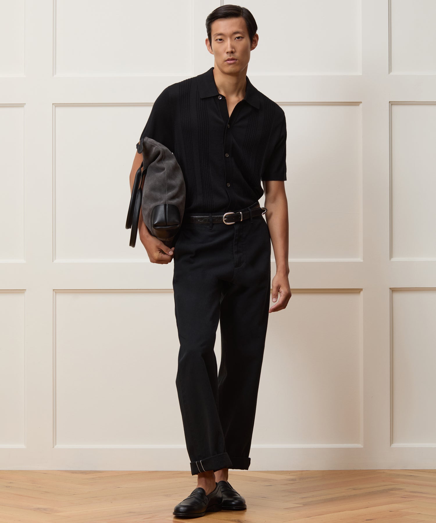 Silk-Cotton Ribbed Full-Placket Sweater Polo - Image 3