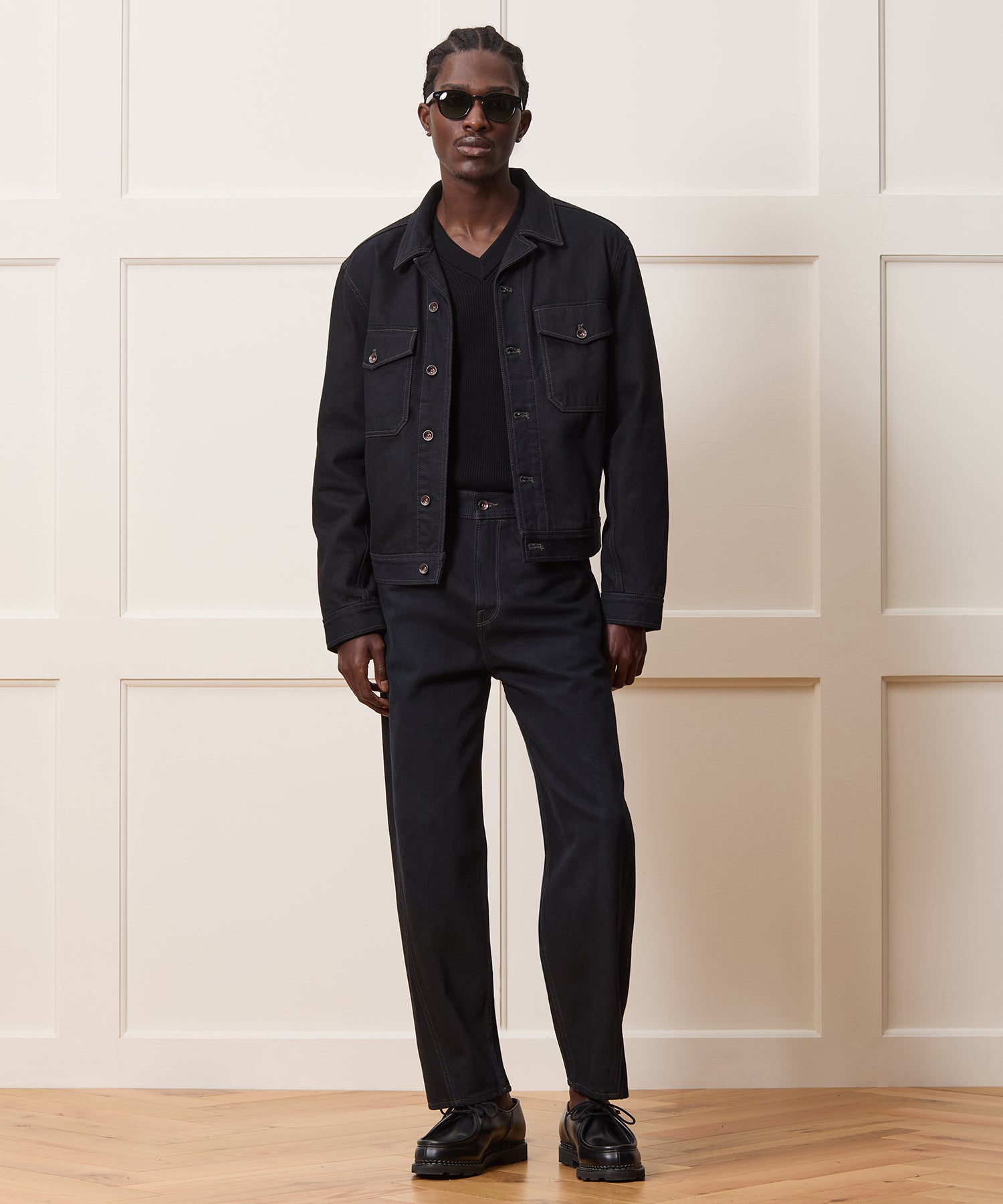 Cropped Denim Eisenhower Jacket - Image 3