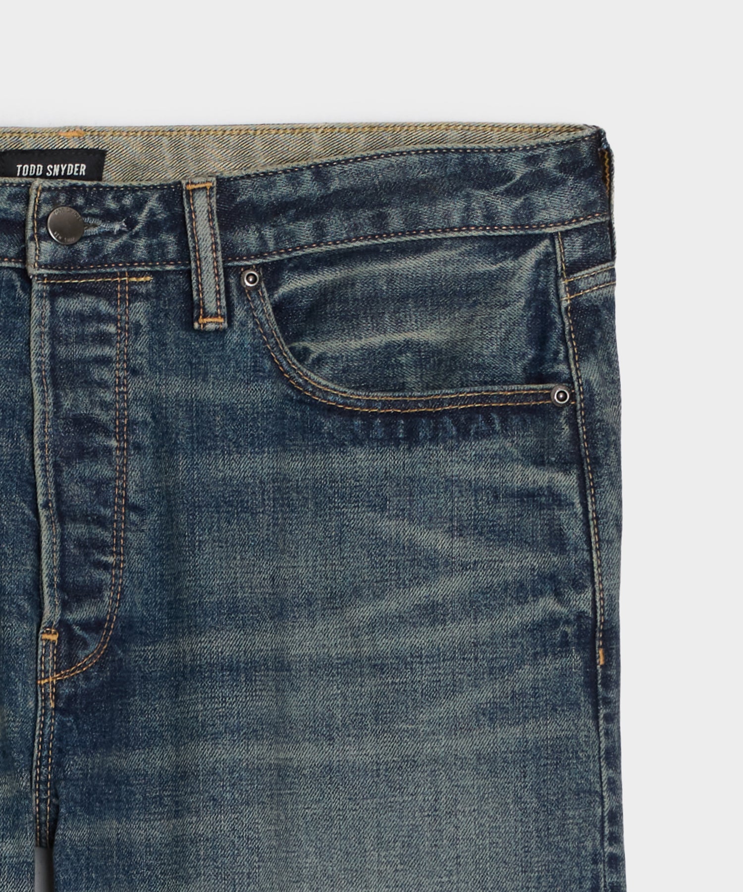 Straight Japanese Selvedge Stretch Jean in Worn Wash - Image 6