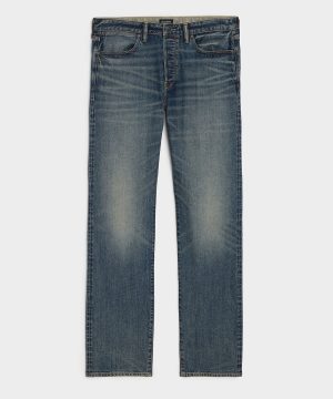 Straight Japanese Selvedge Stretch Jean in Worn Wash