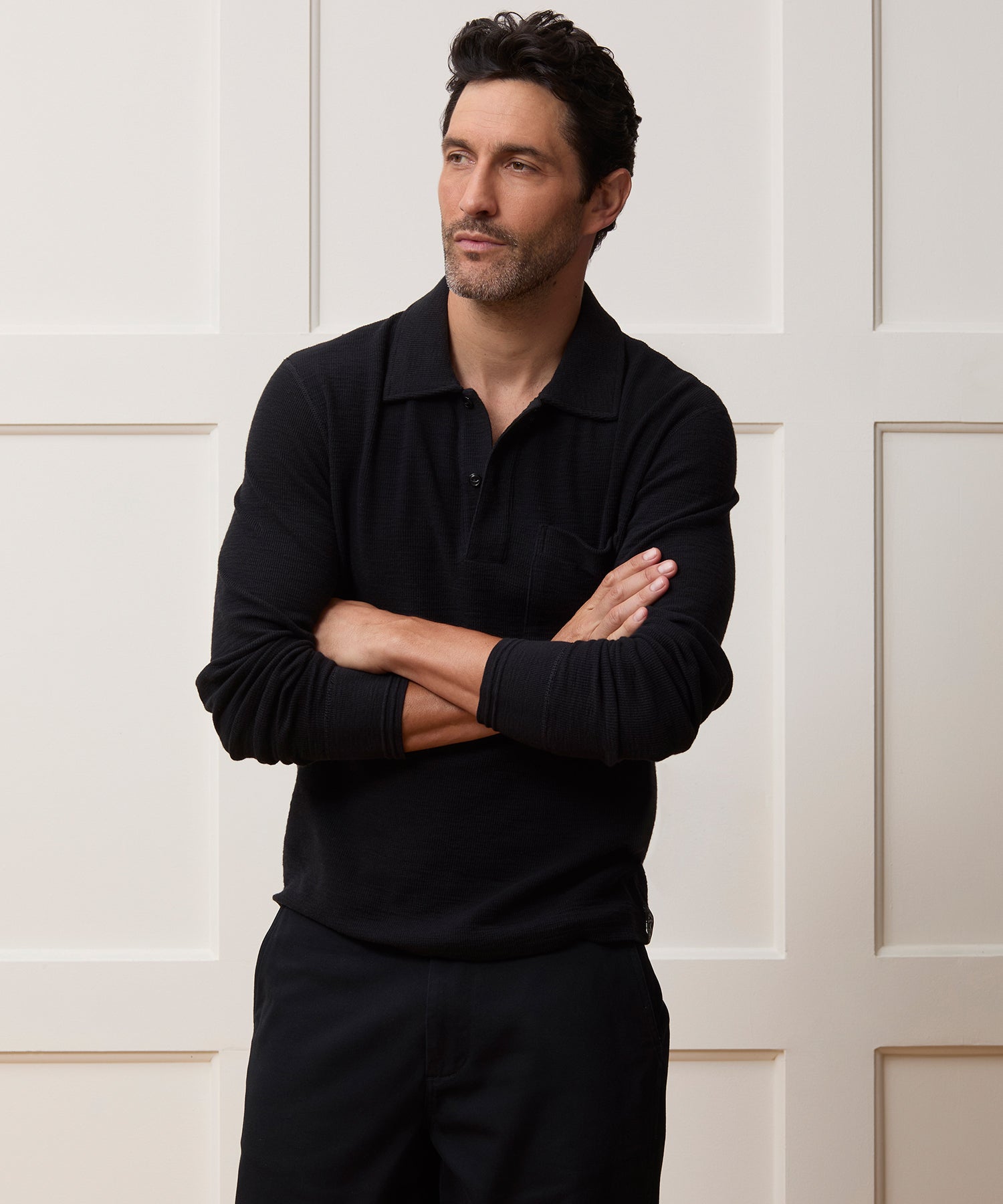 Lightweight Mini Waffle Polo - Image 2