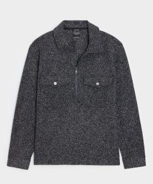 Relaxed Wool-Silk Quarter-Zip Polo