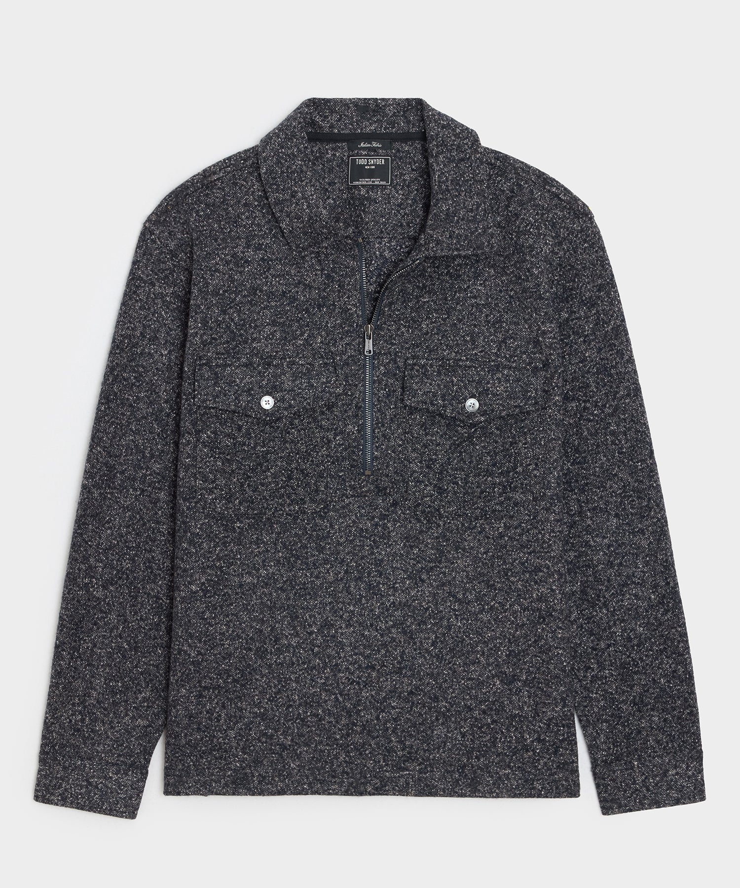 Relaxed Wool-Silk Quarter-Zip Polo